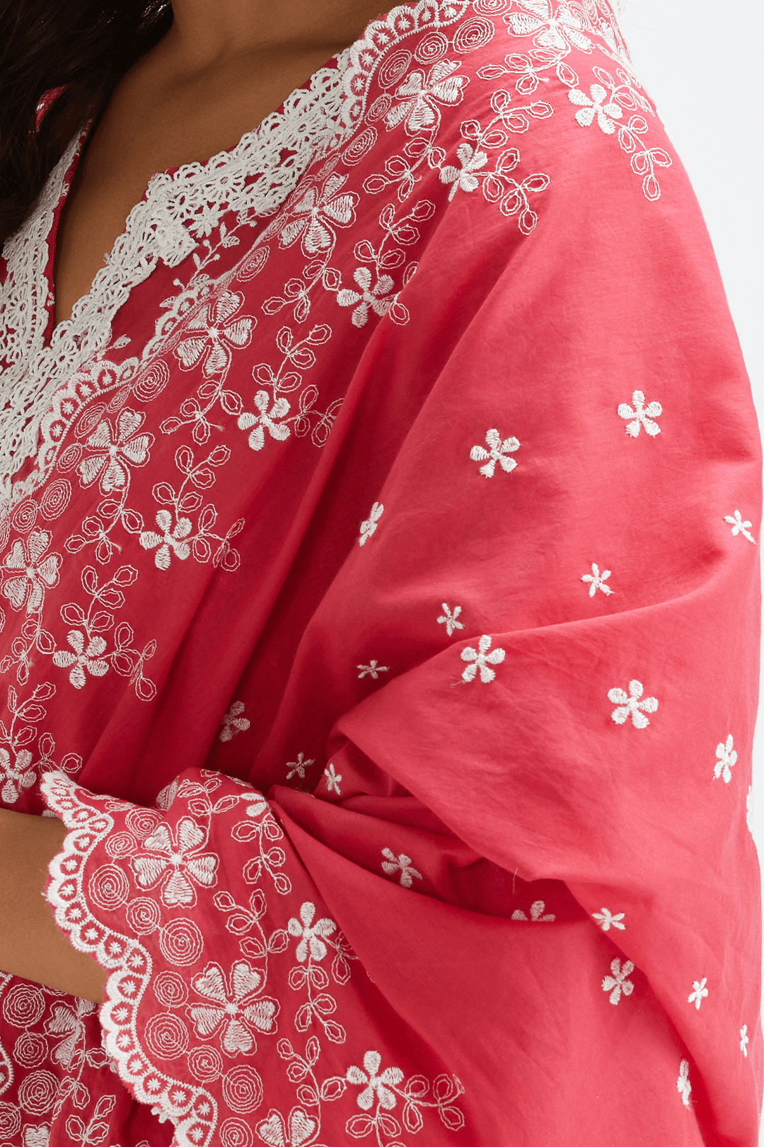 Mulmul Cotton Starlin Red Dupatta