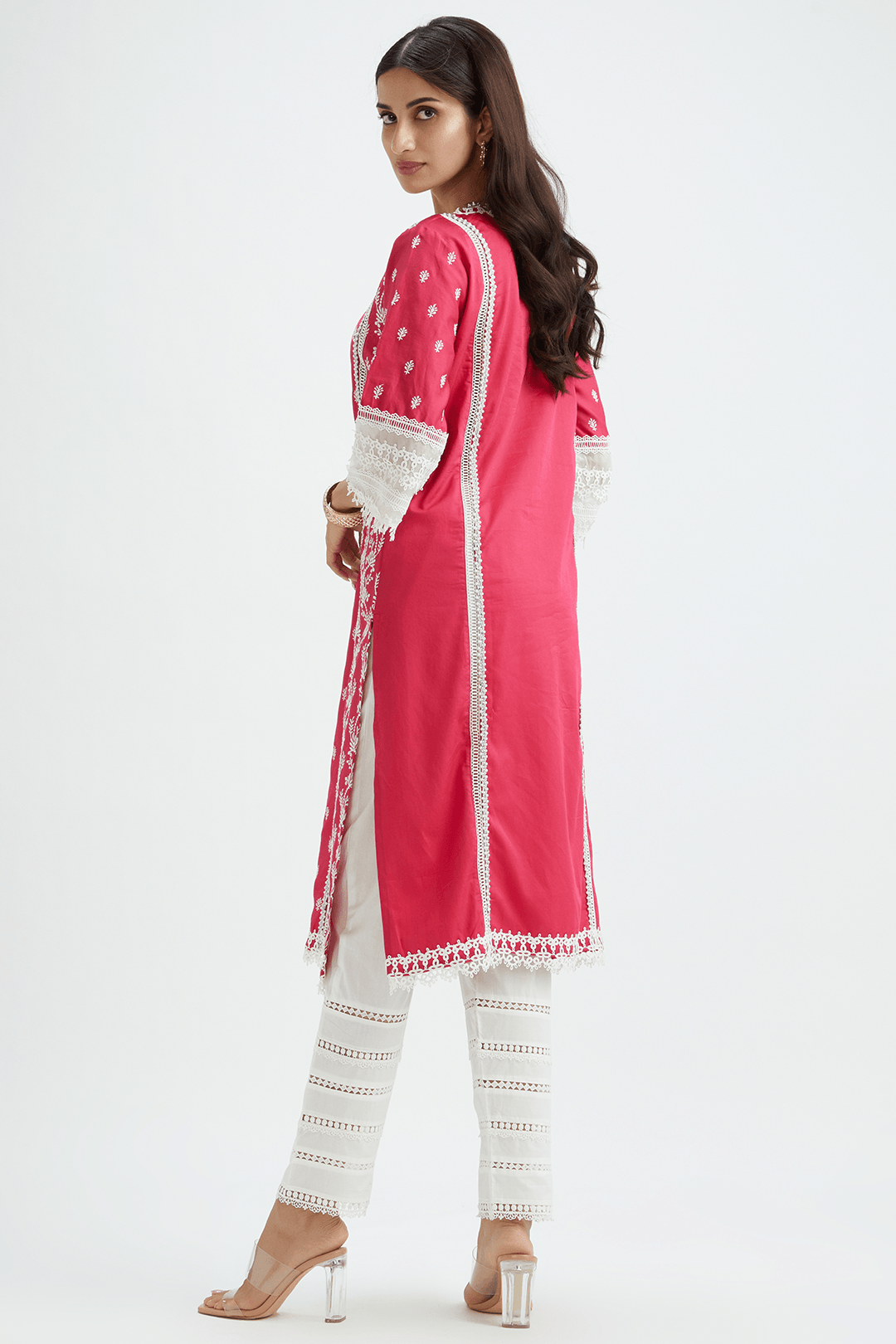 Mulmul pima satin MERRY KURTA With cotton LADDER LACE PANT