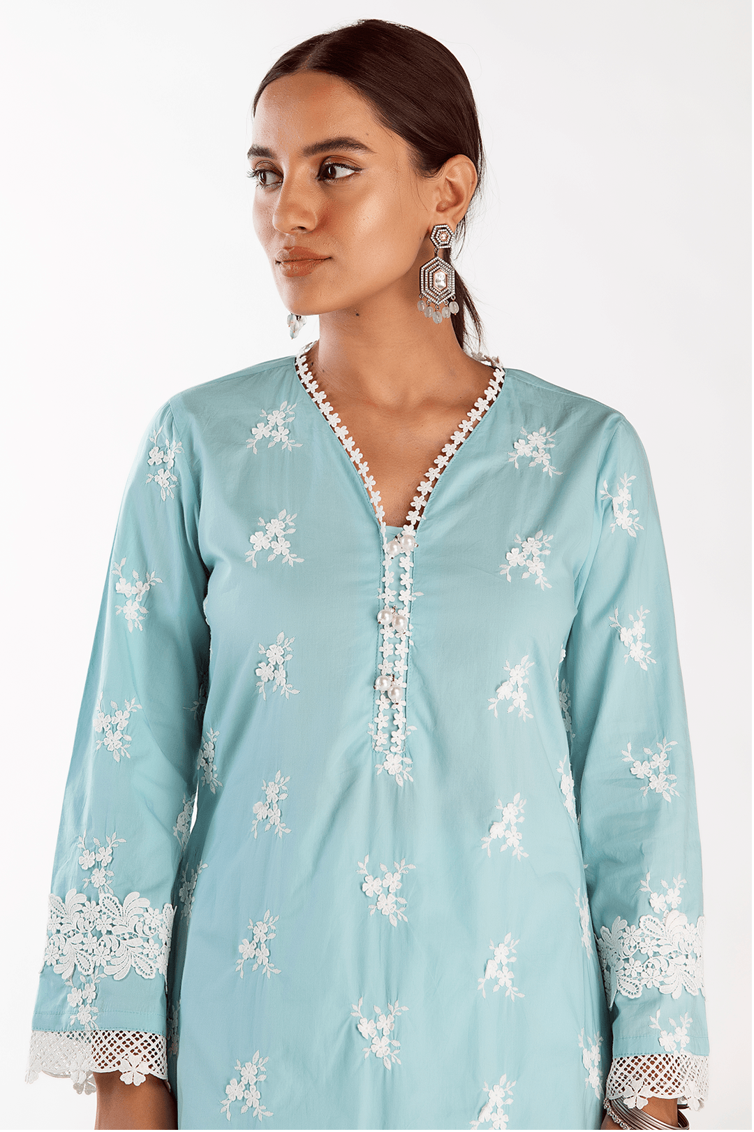 Mulmul Cotton MIST KURTA With EMB EYELET PANT