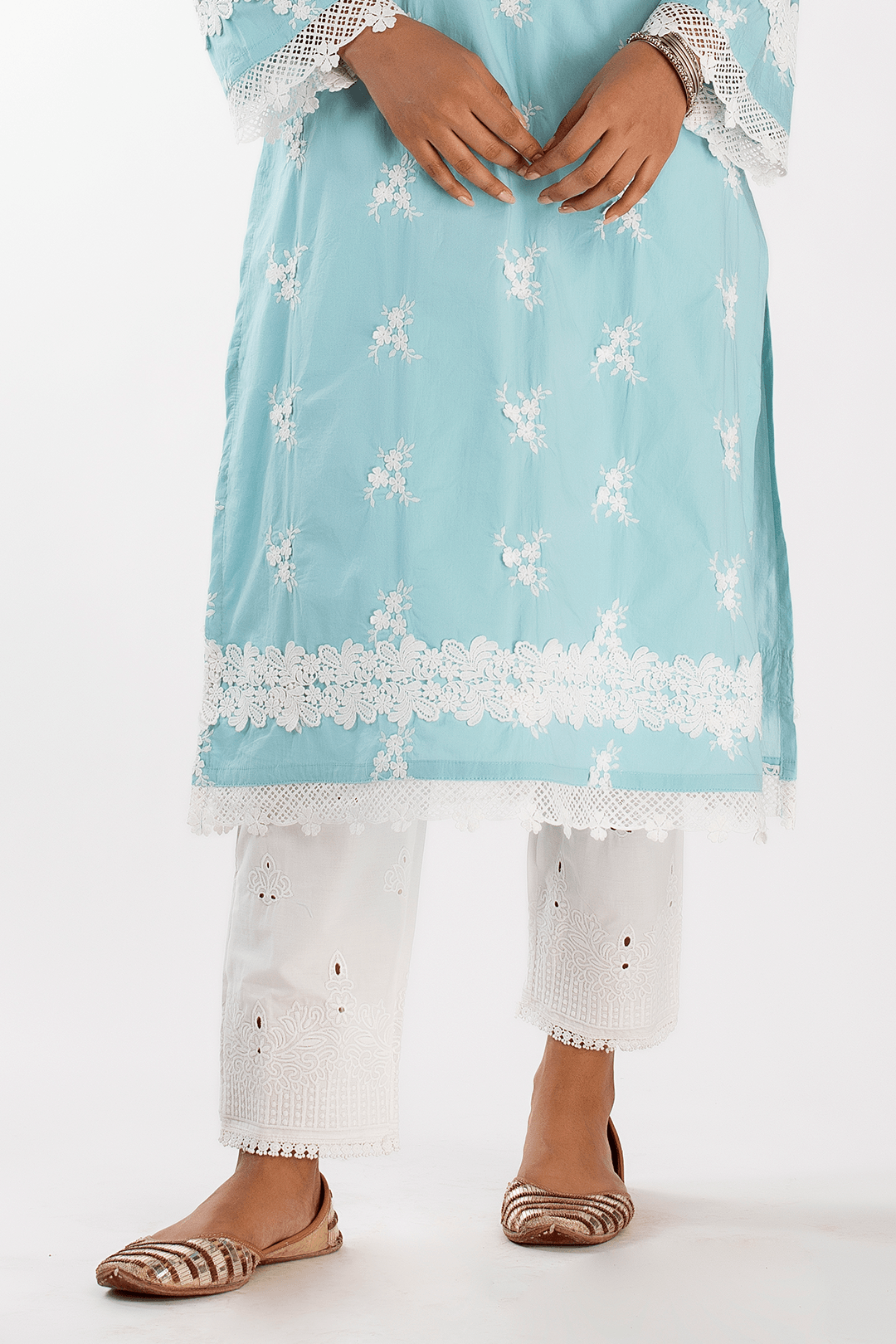 Mulmul Cotton MIST KURTA With EMB EYELET PANT