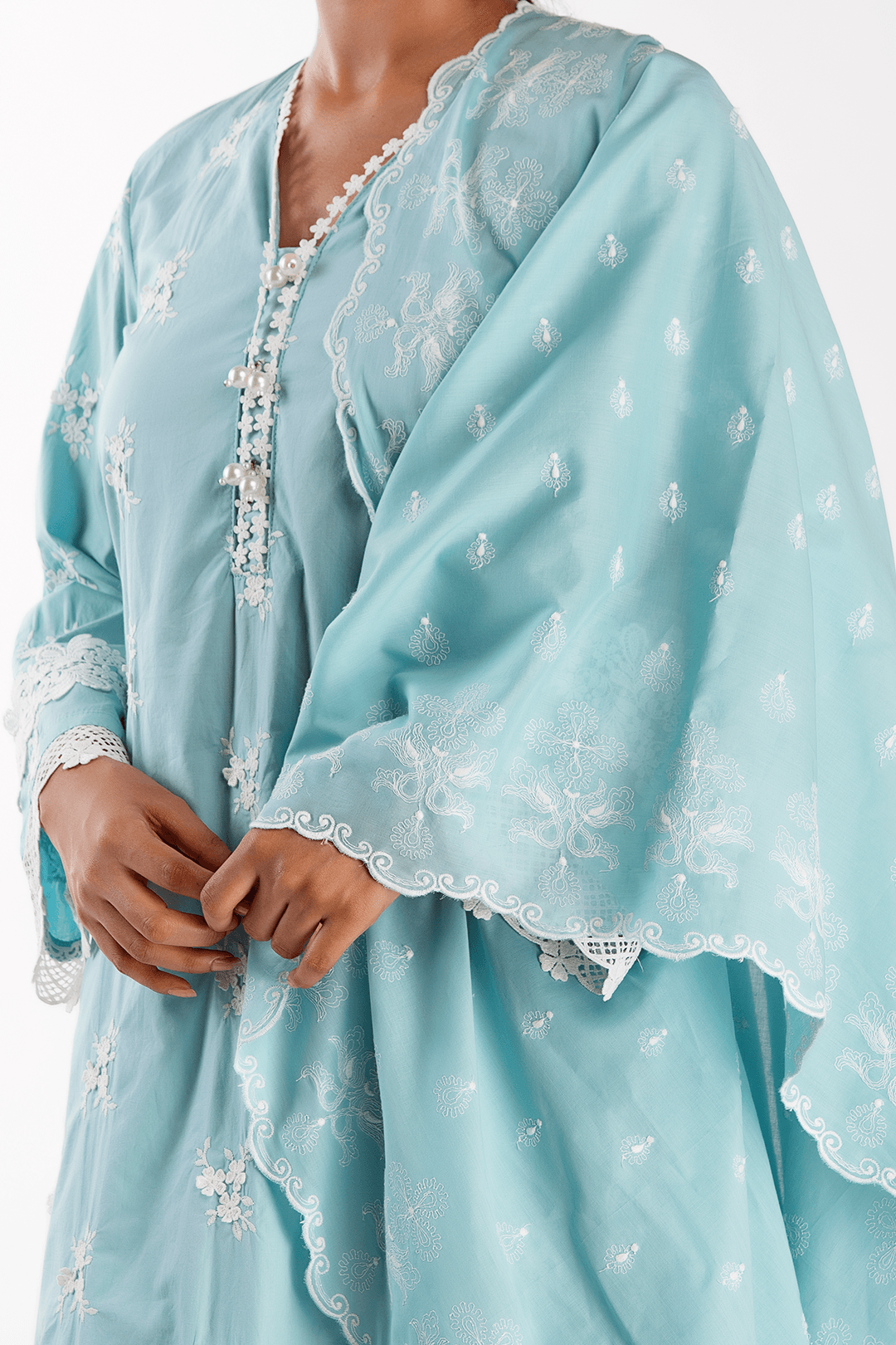 Mulmul Cotton MIST KURTA With EMB EYELET PANT