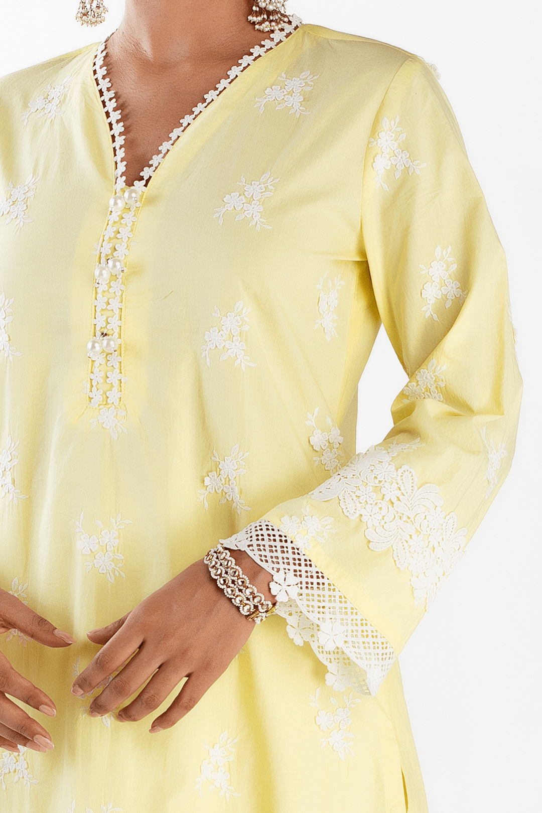 Mulmul Supima Cotton Mist Yellow Kurta
