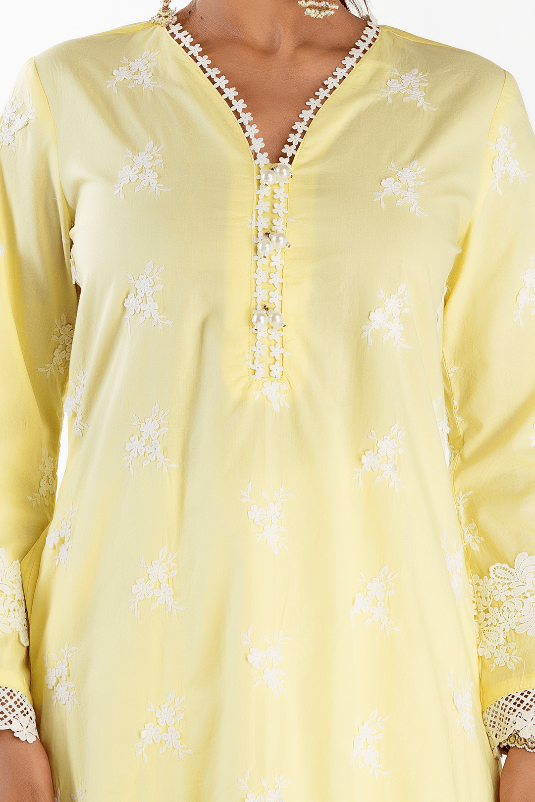 Mulmul Supima Cotton Mist Yellow Kurta