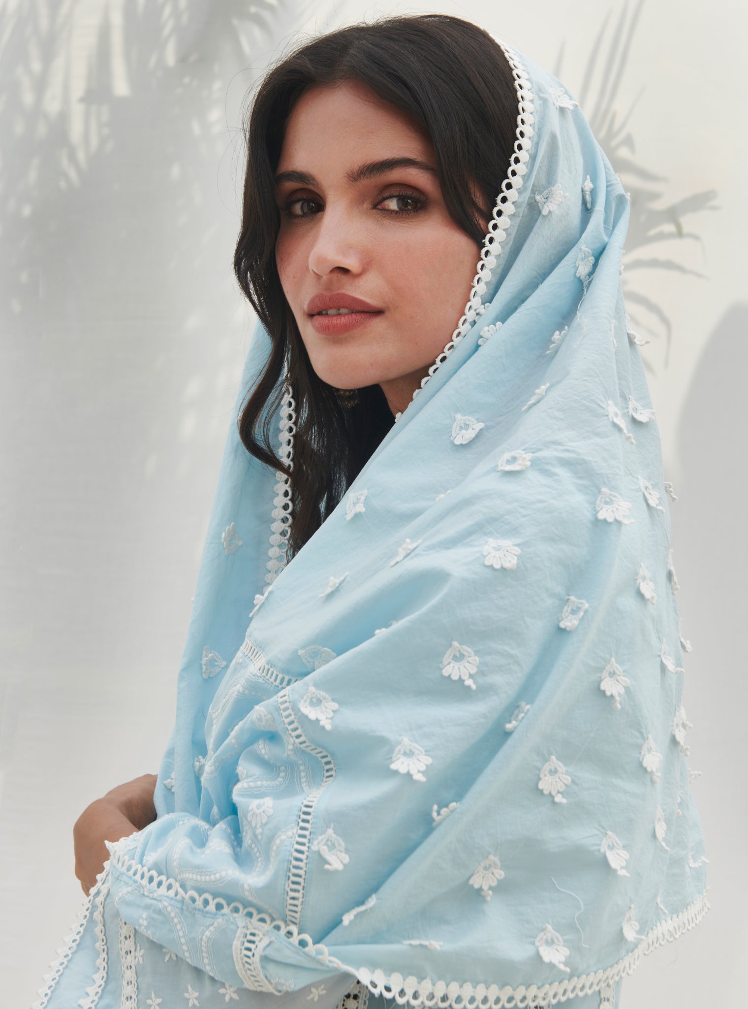 Mulmul Cotton Pilerne Blue Dupatta