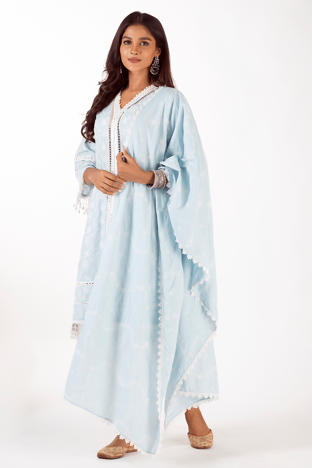 Mulmul Cotton Dove Light Blue Dupatta