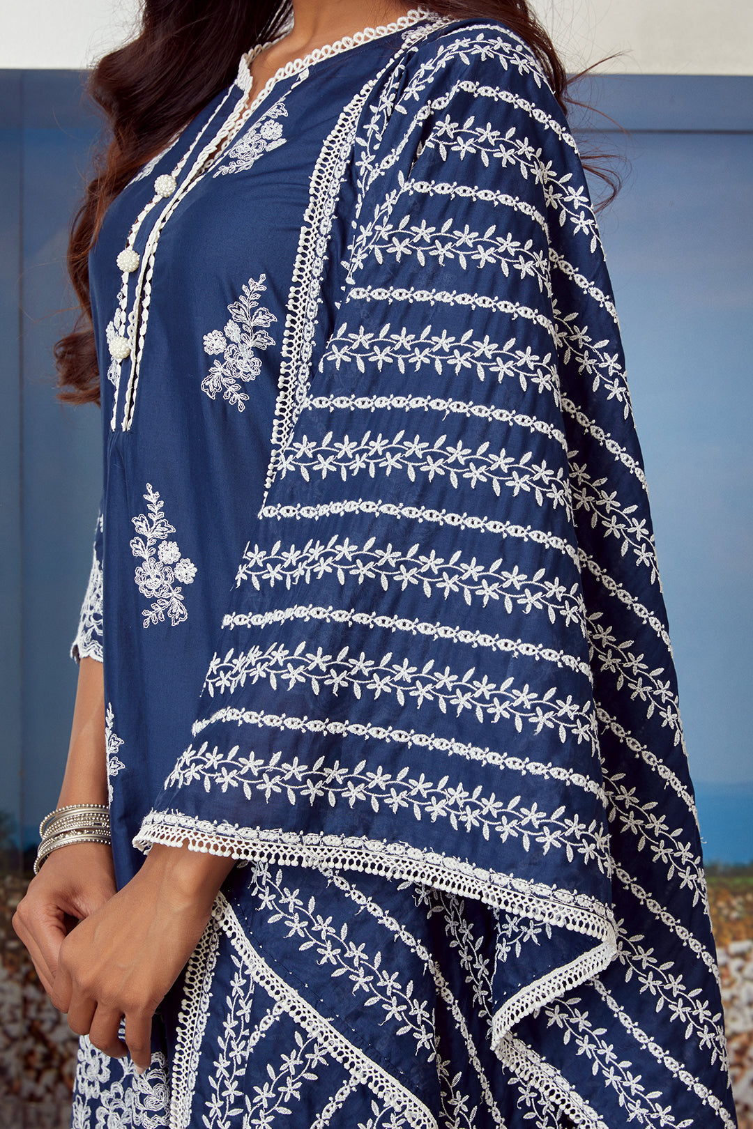 Mulmul Cotton Moon Light Navy Kurta