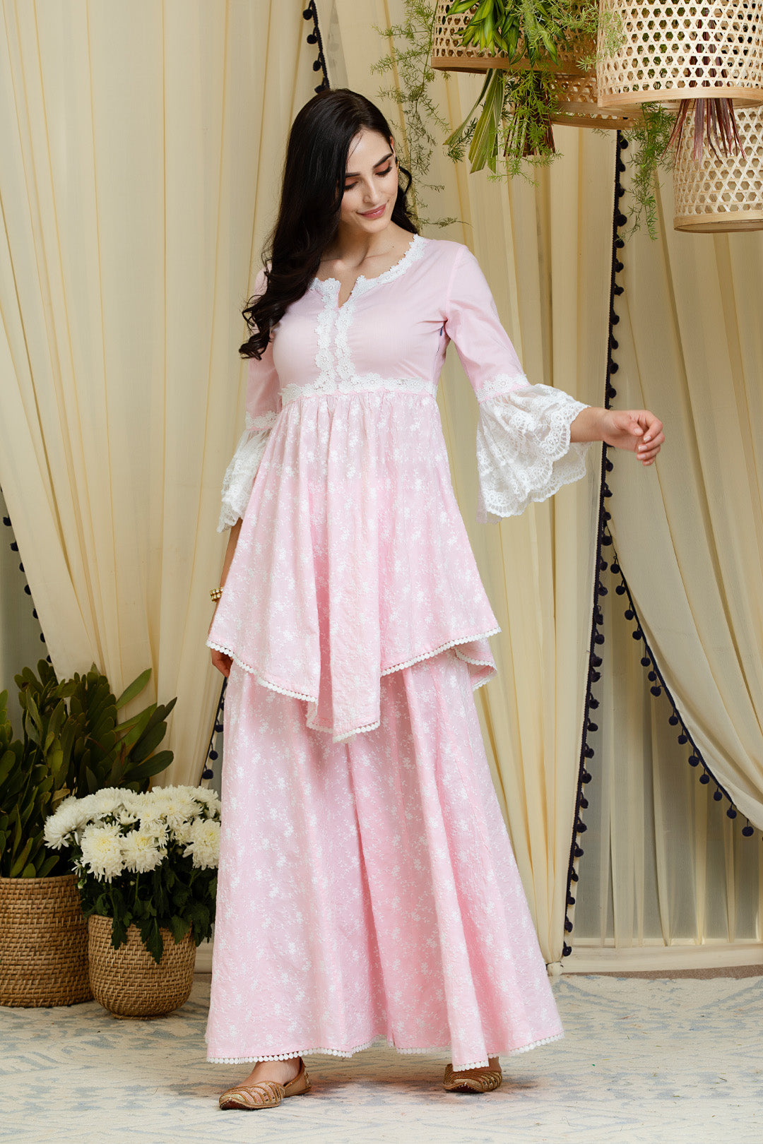 Mulmul Cotton Ariana Kurta With Ariana Sharara