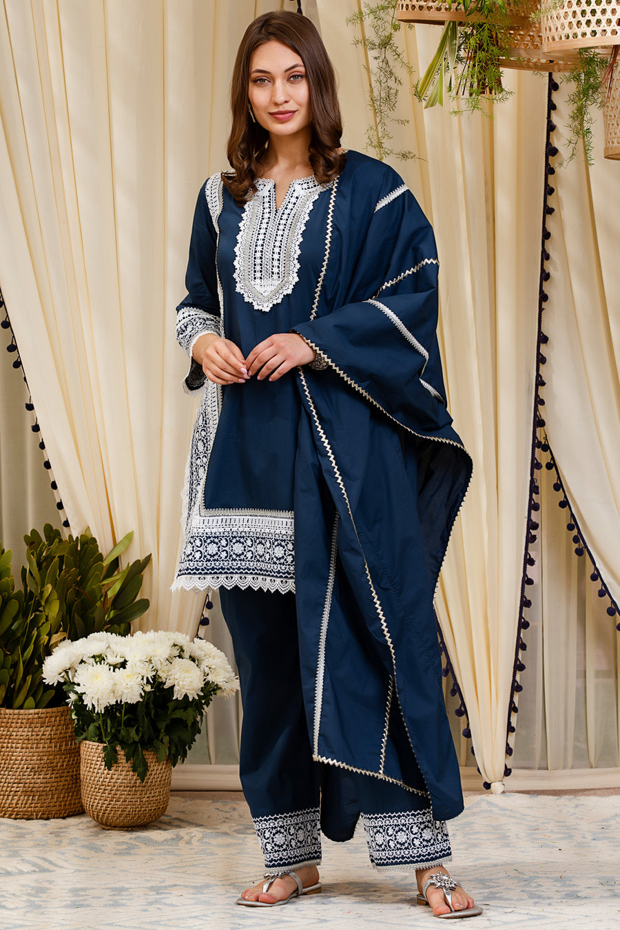 Mulmul Supima Cotton Gota Multi Lace main image 1