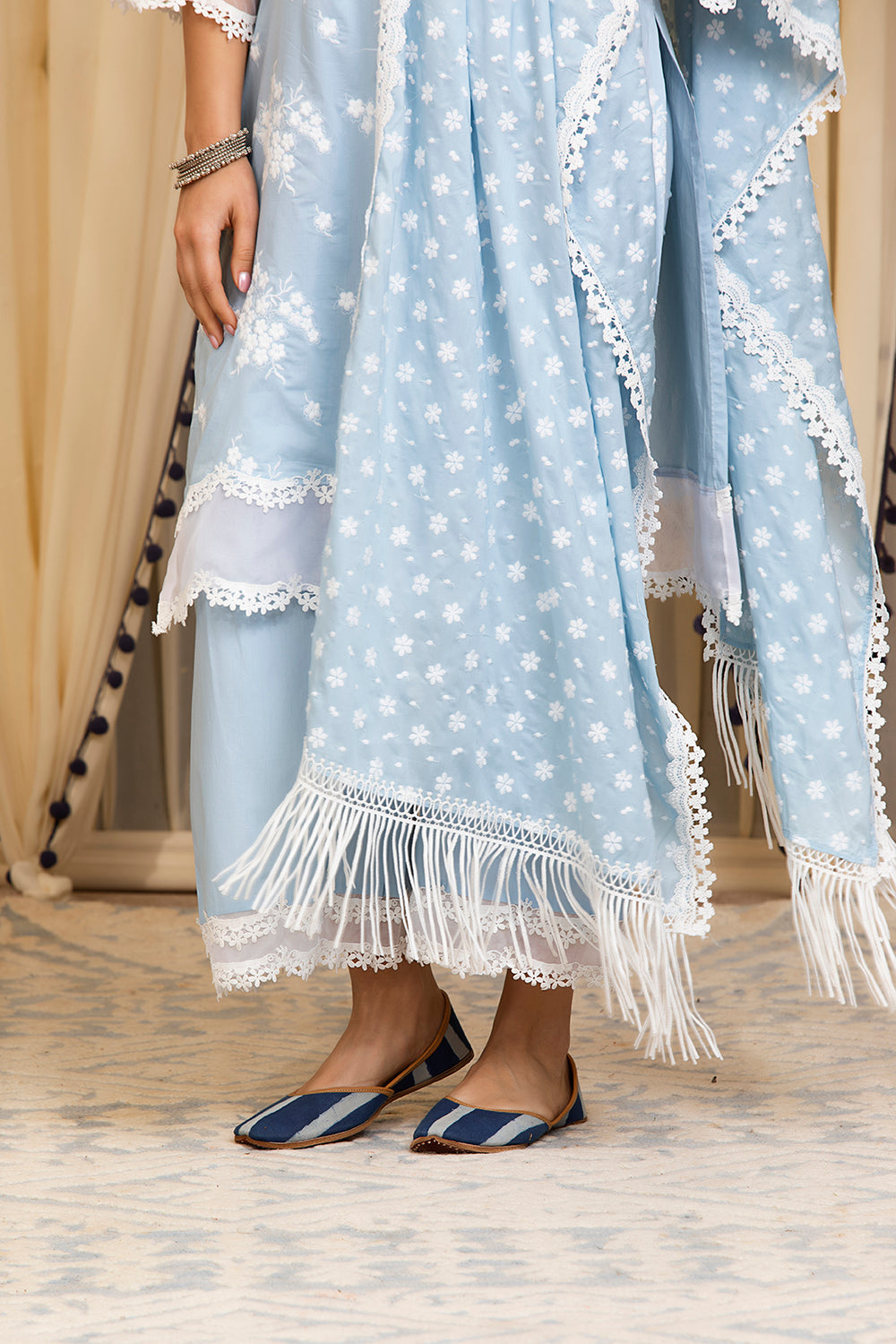 Mulmul Supima Cotton Nitoi Blue Palazzo main image 1