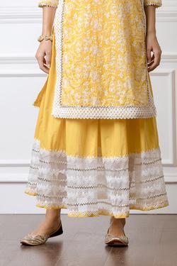 Mulmul Flora Kurta With Gota Skirt