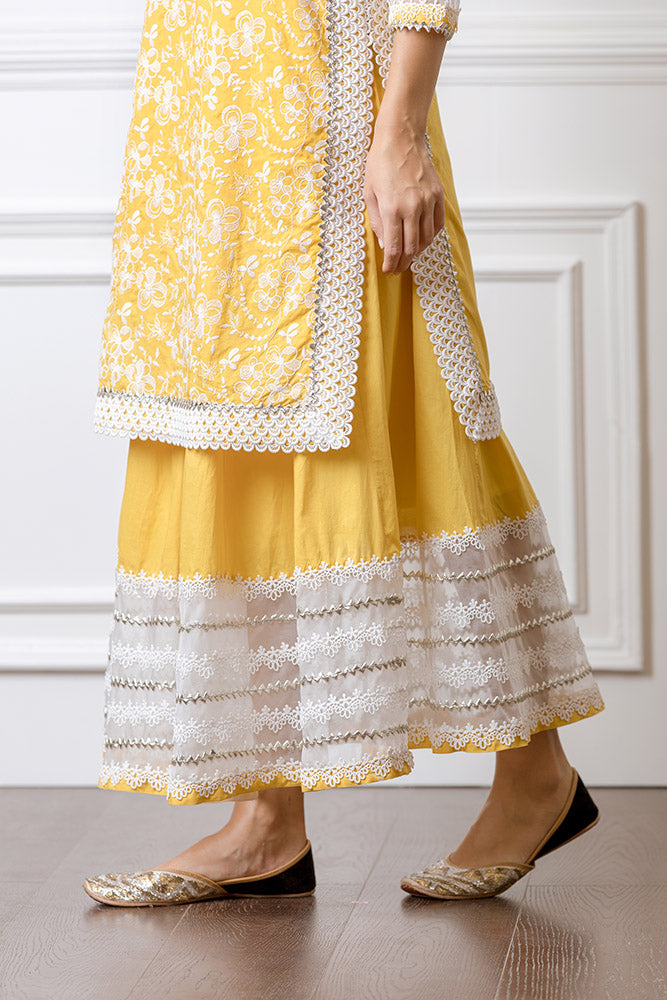 Flora Mango Kurta with Skirt Set