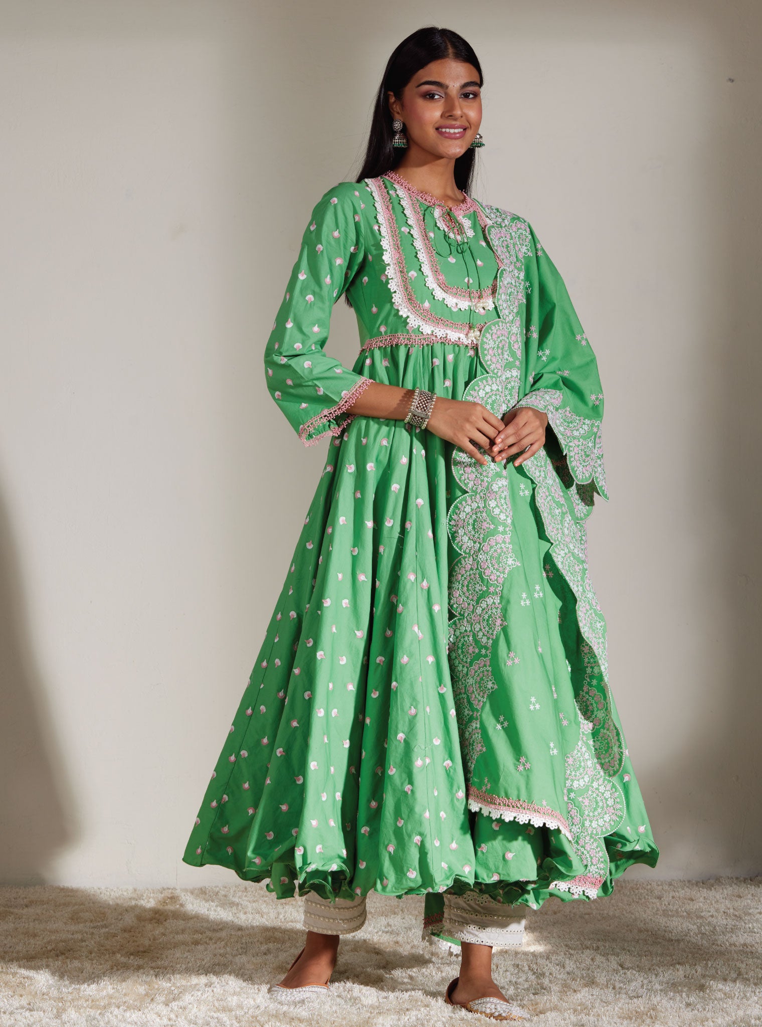 Mulmul Cotton Nadine Anarkali Kurta