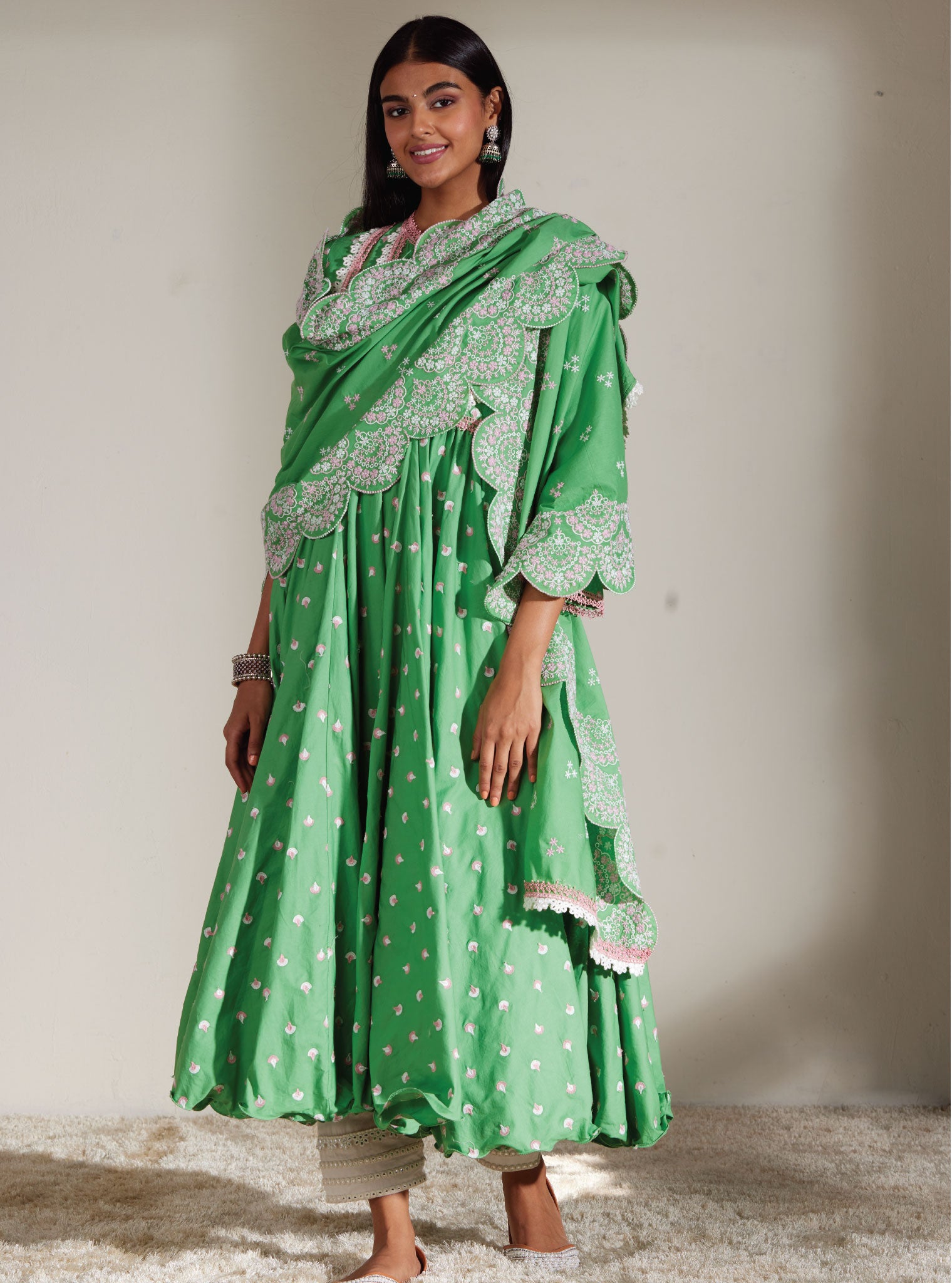 Mulmul Cyane Green Dupatta