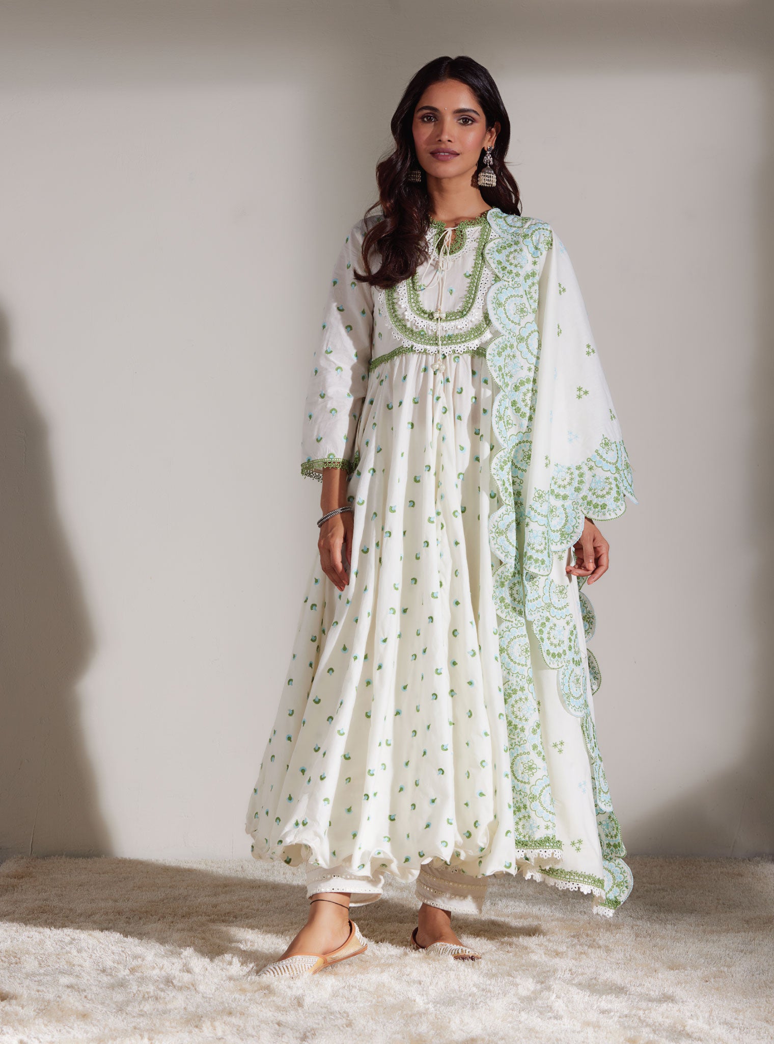 Mulmul Cotton Cyane White Dupatta