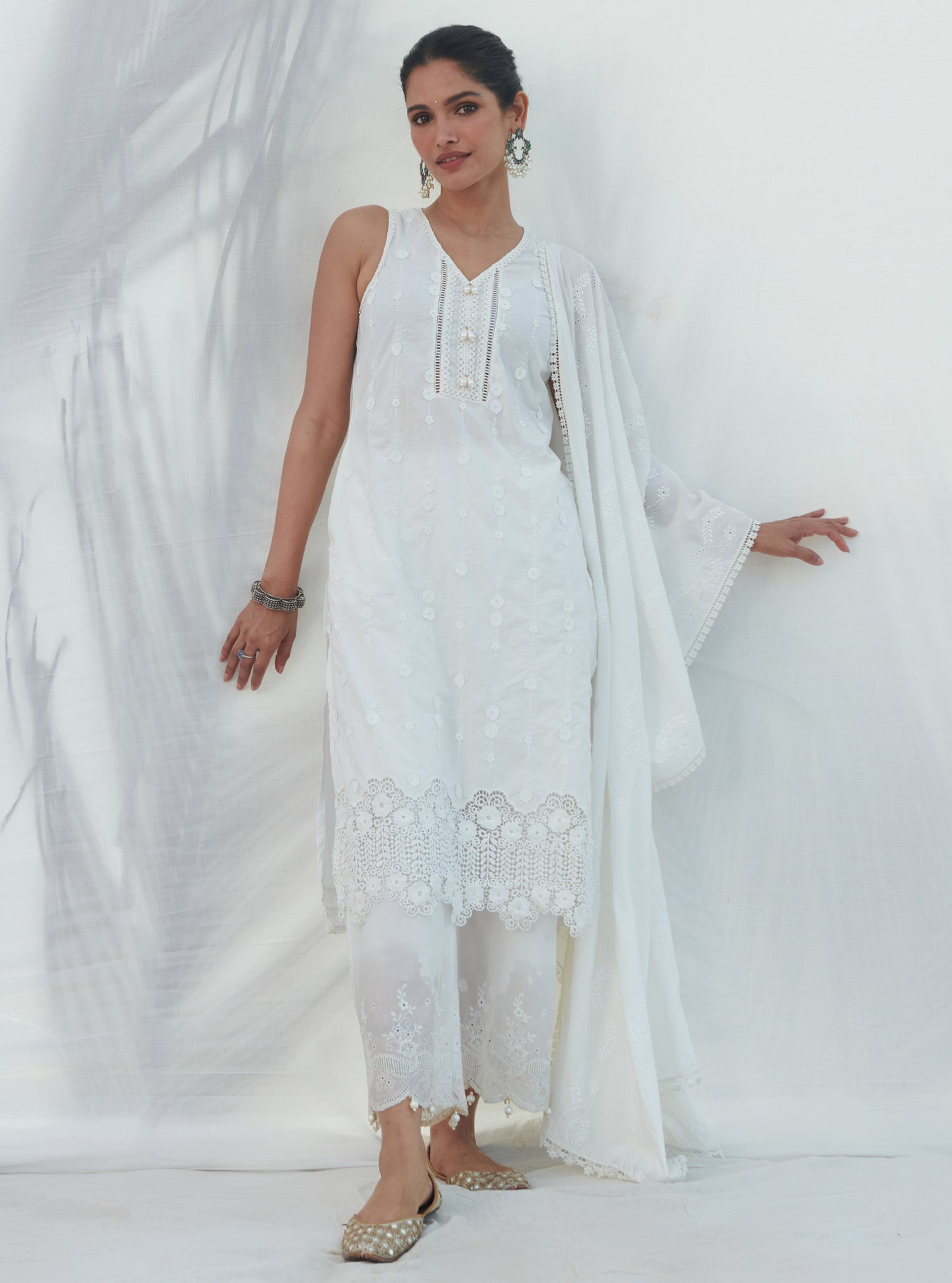 Mulmul Supima Cotton Revora White Pant