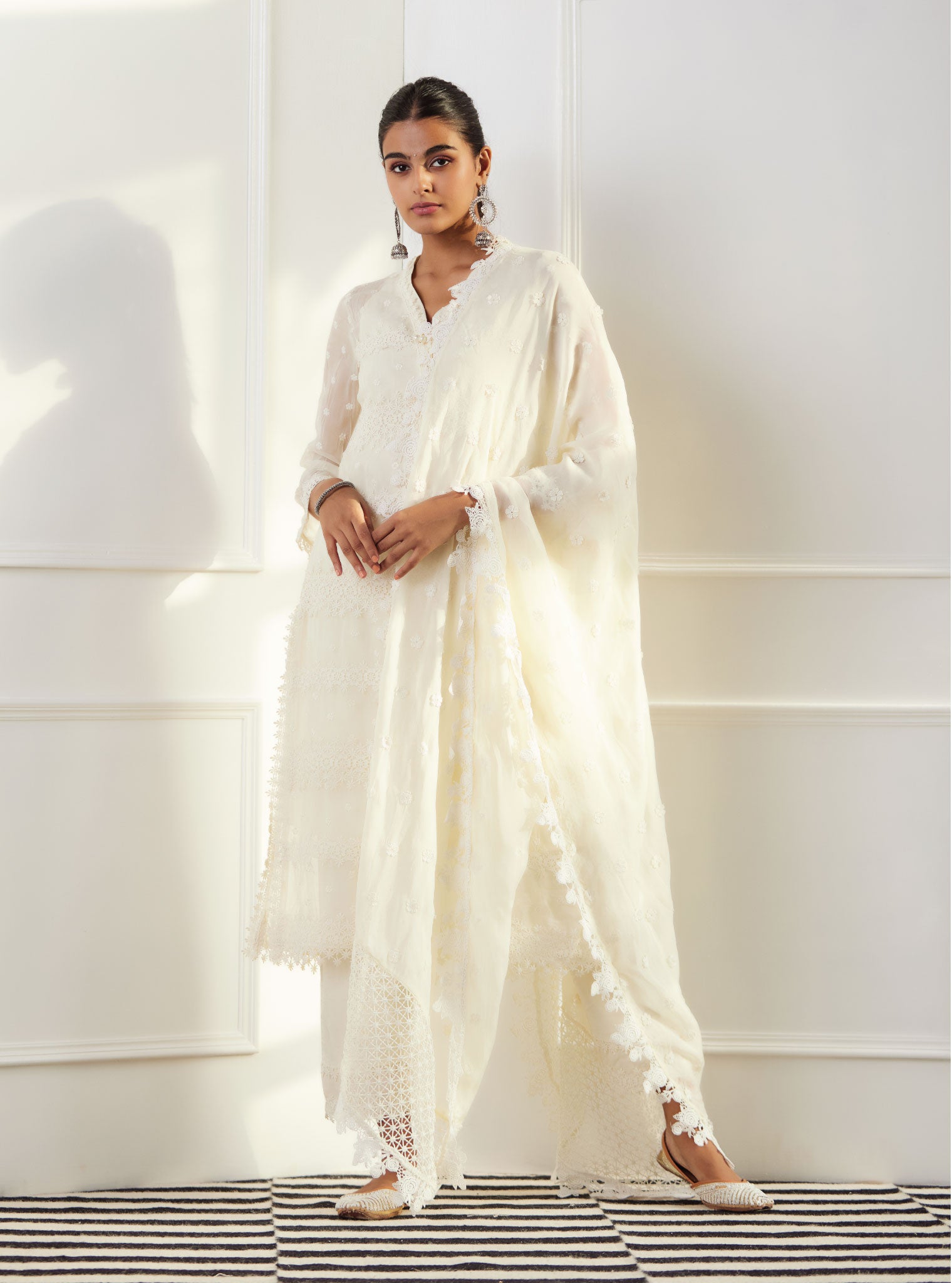 Mulmul Organza Xena Off White Dupatta