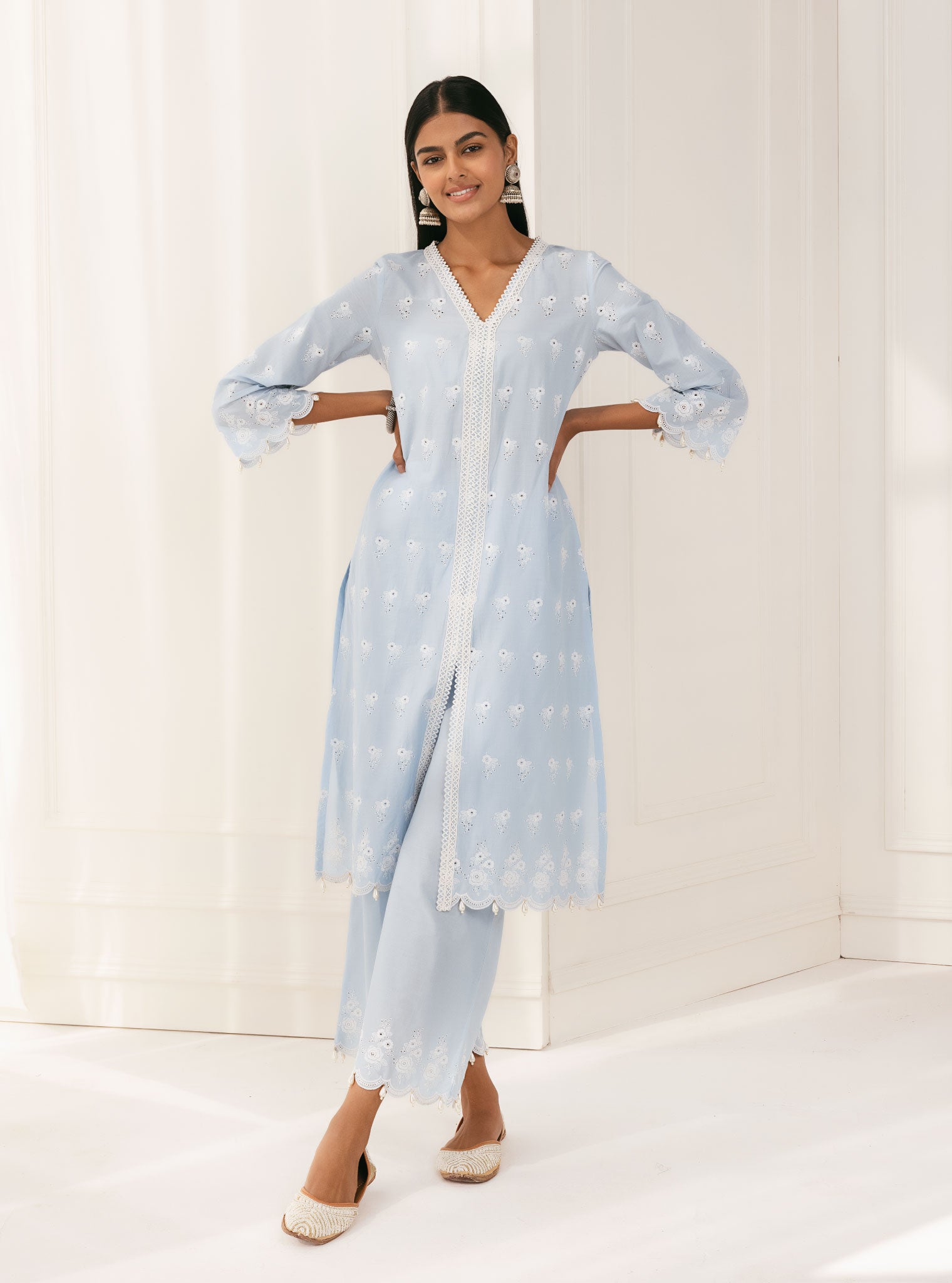 Mulmul Cotton Nitoi Blue Palazzo