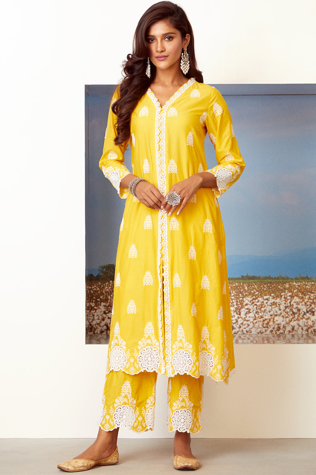 Mulmul Cotton Oracle Mango Kurta With Oracle Mango Palazzo