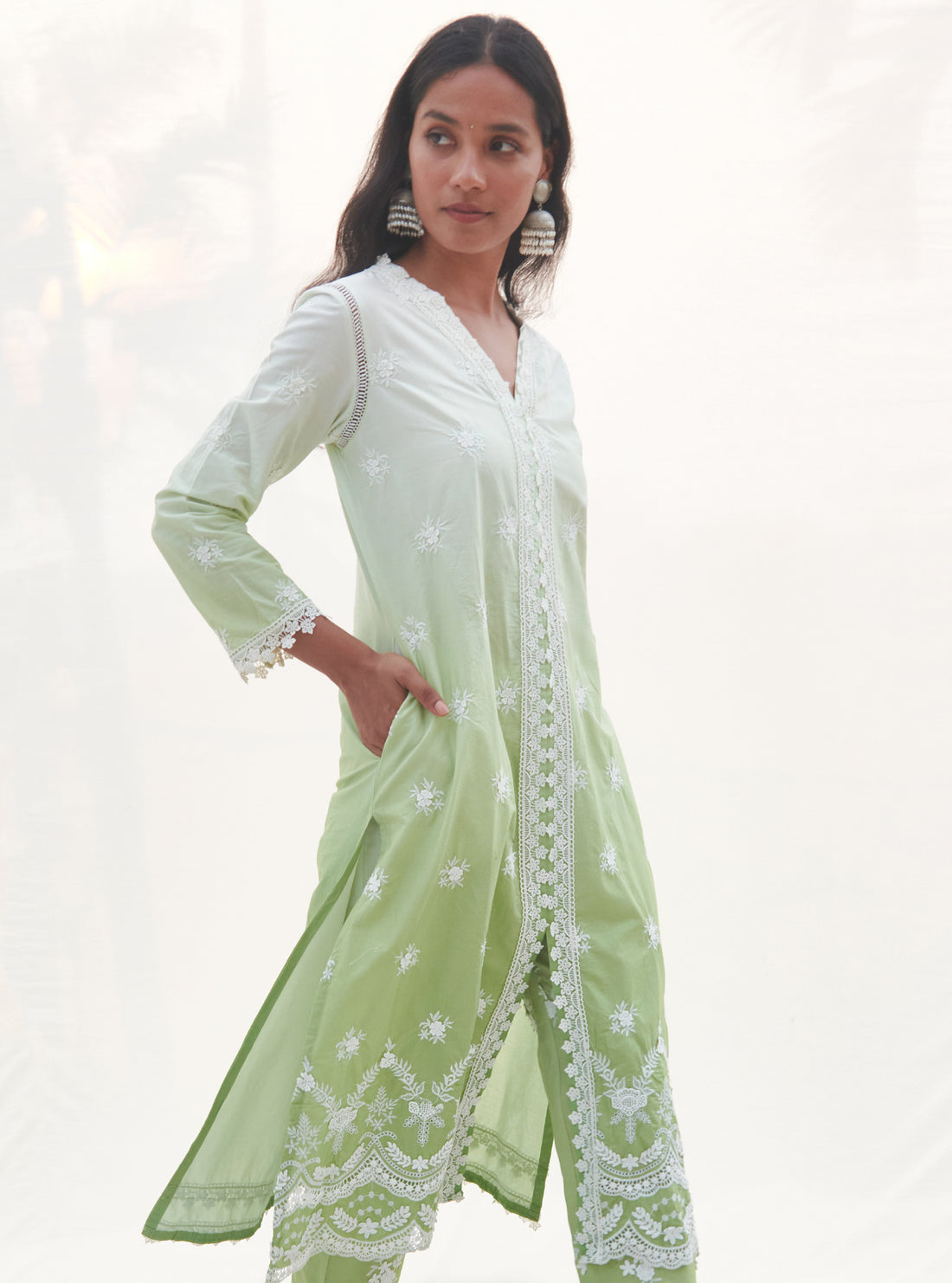 Mulmul Supima Cotton Perth Green Kurta