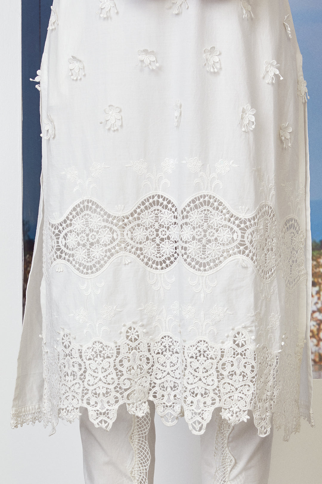 Mulmul Cotton Paradise White Kurta