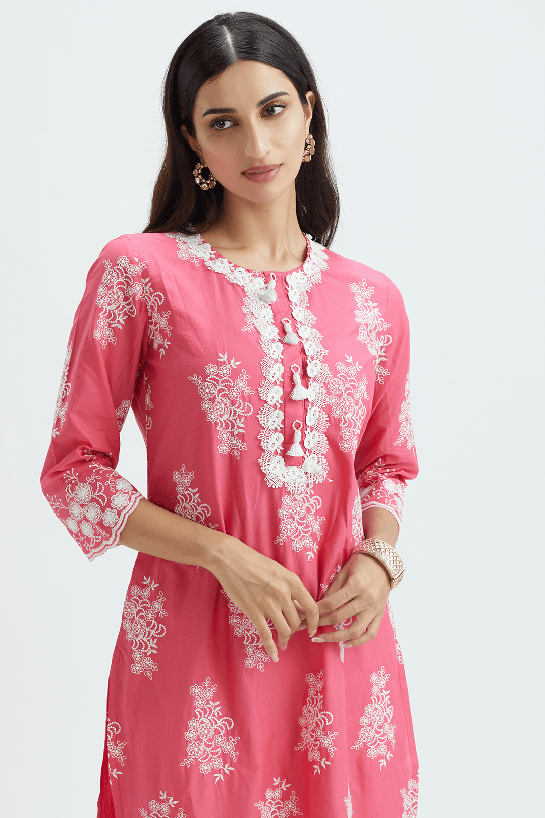 Mulmul Cotton Perla Fuchsia Kurta