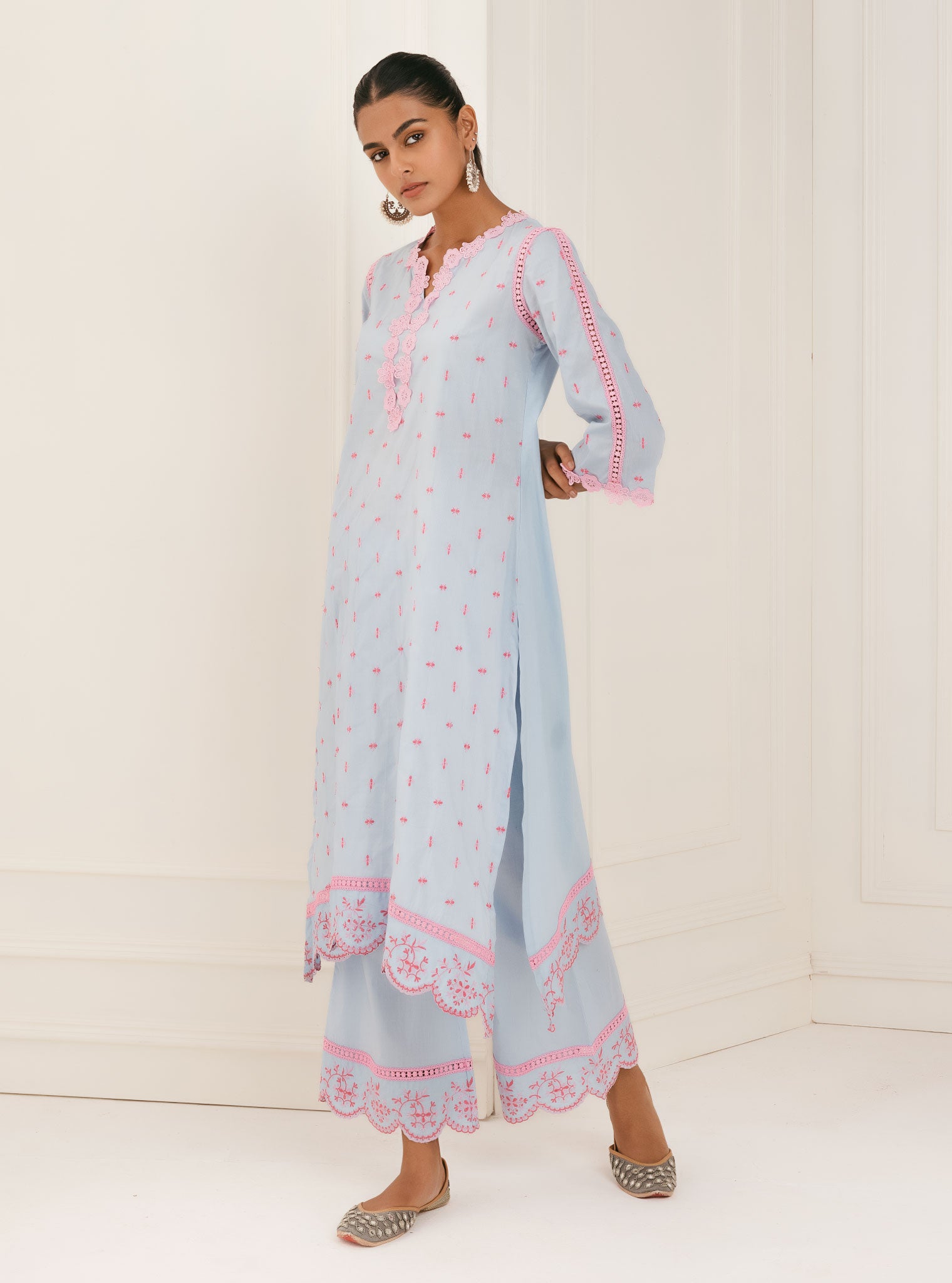 Mulmul Cotton Phey Blue Palazzo