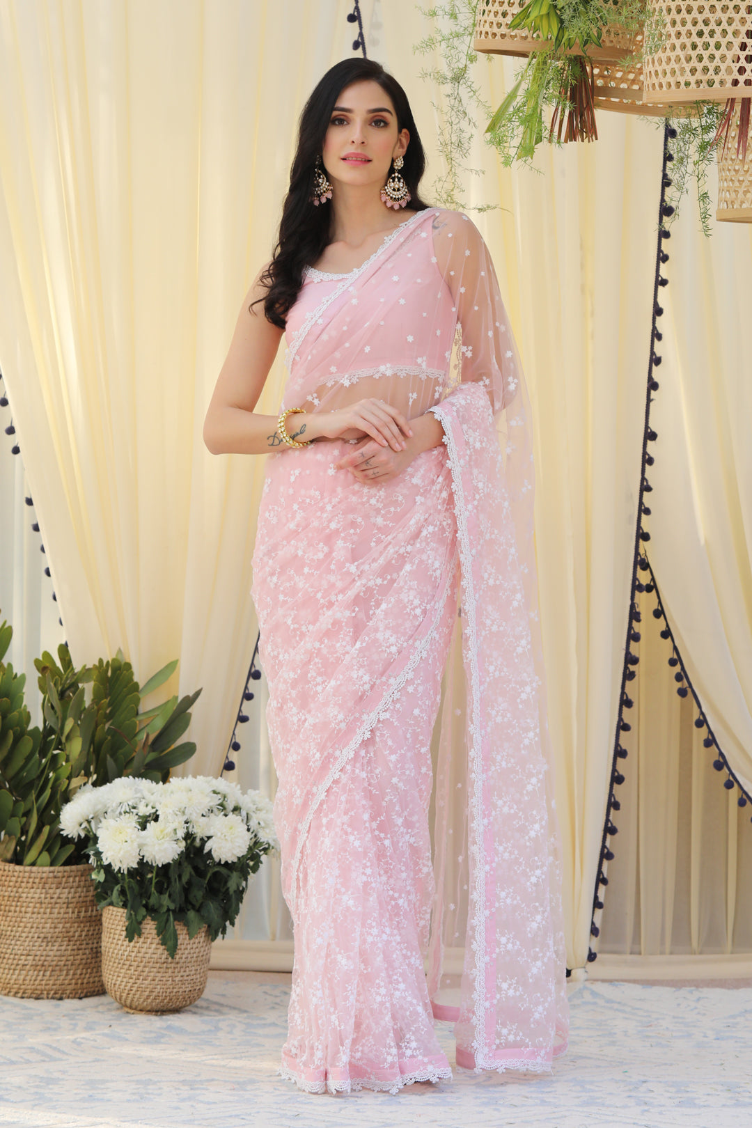 Net Embroidered Saree