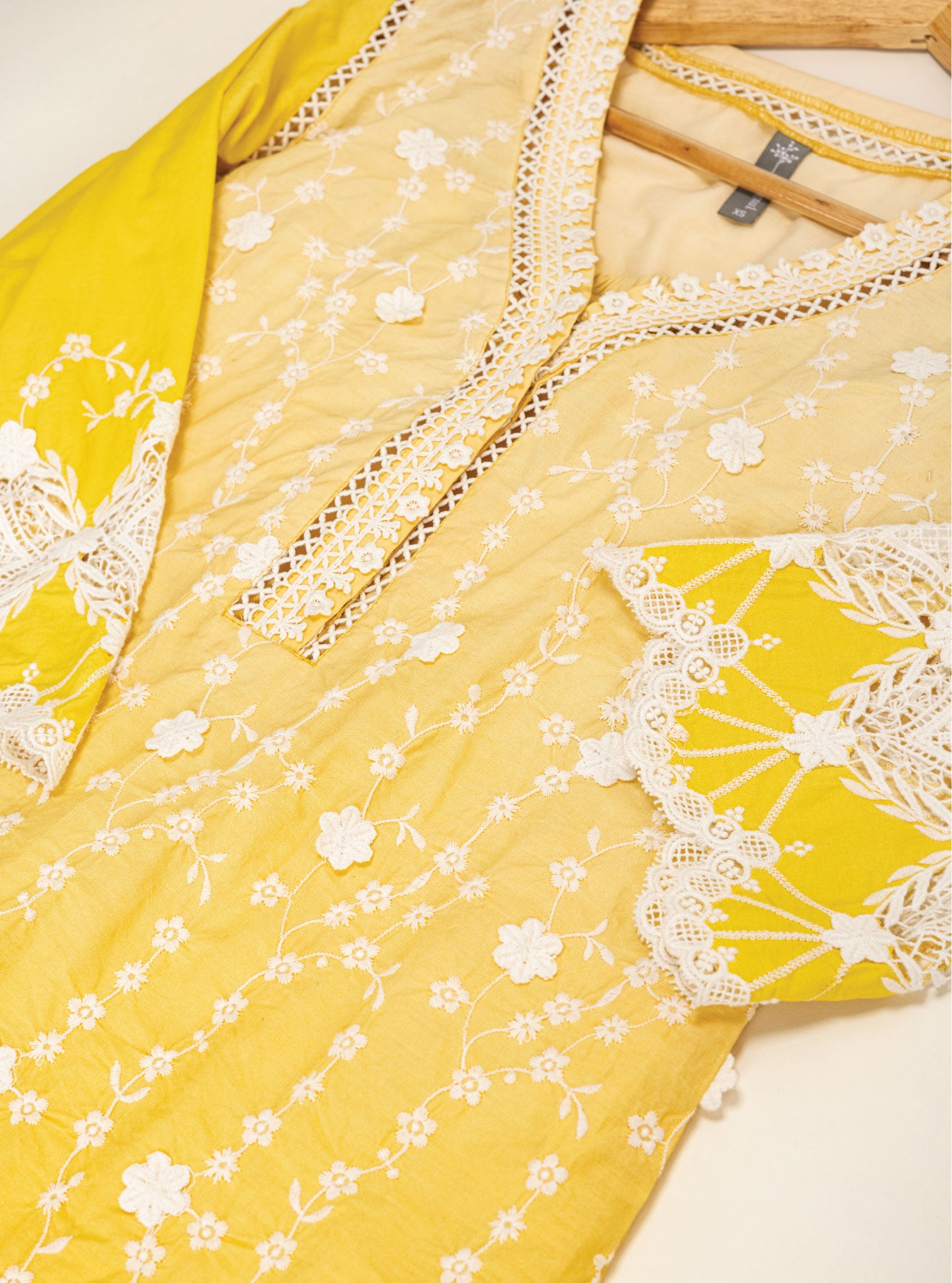 Mulmul Cotton Purna Yellow Kurta With Purna Yellow Palazzo