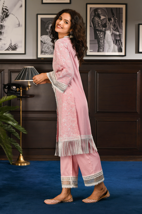 Pima Satin Rafa Kurta With Rafa pyajama