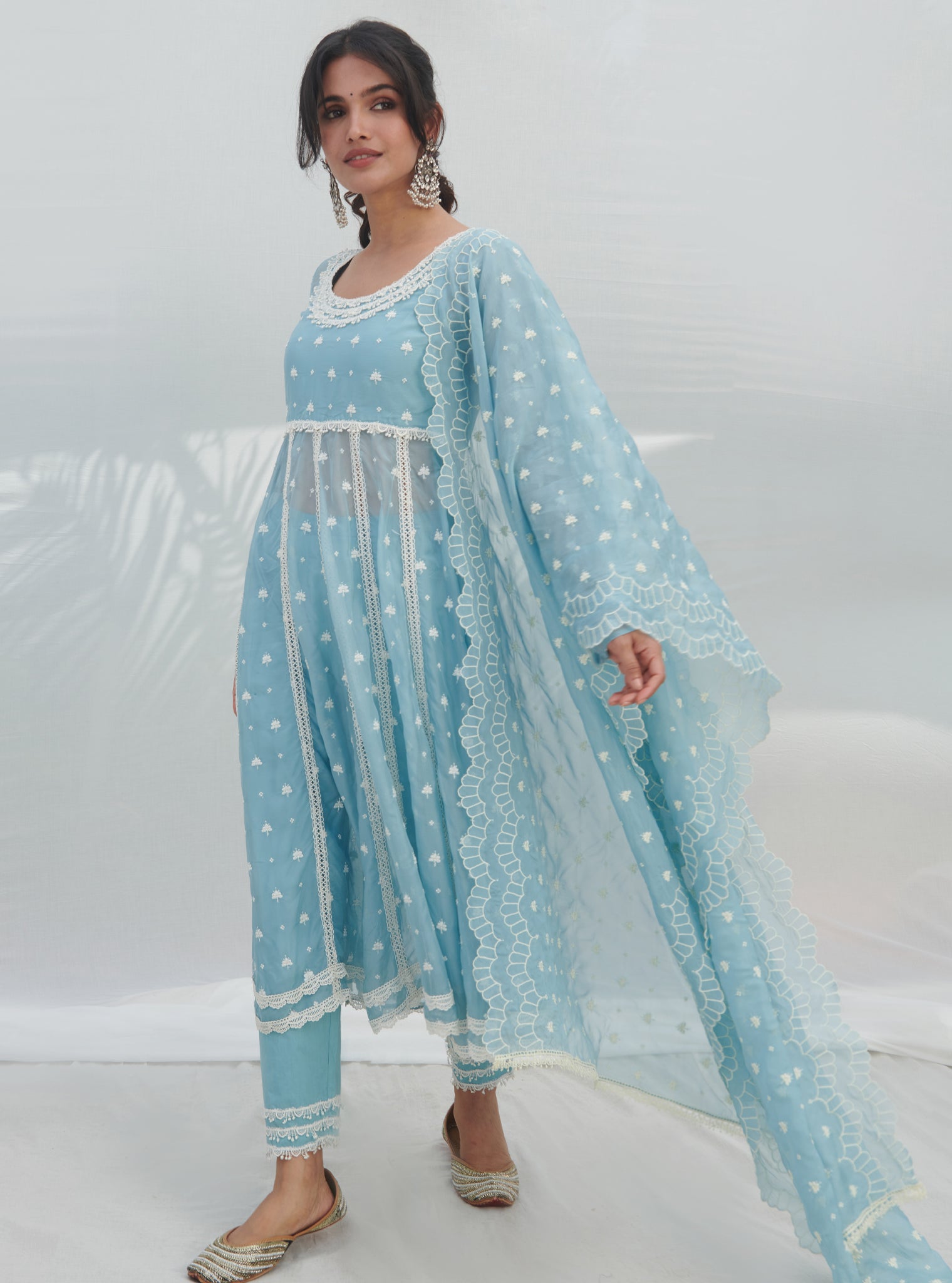 Mulmul Cotton Aldona Blue Dupatta