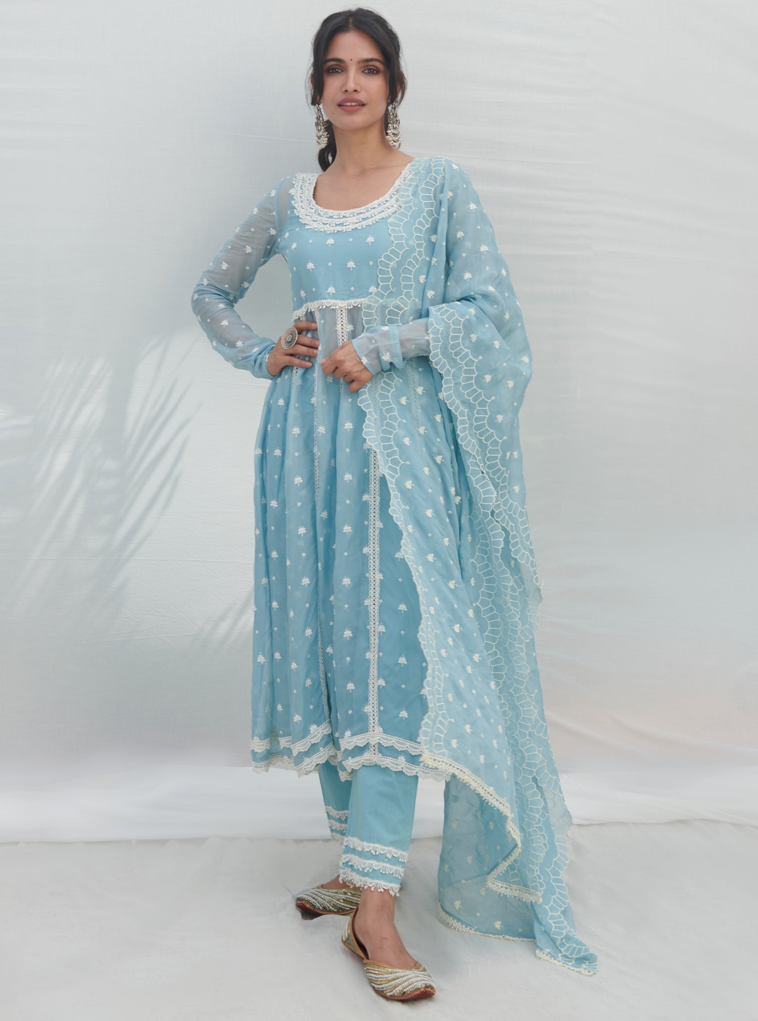 Mulmul Cotton Aldona Blue Dupatta