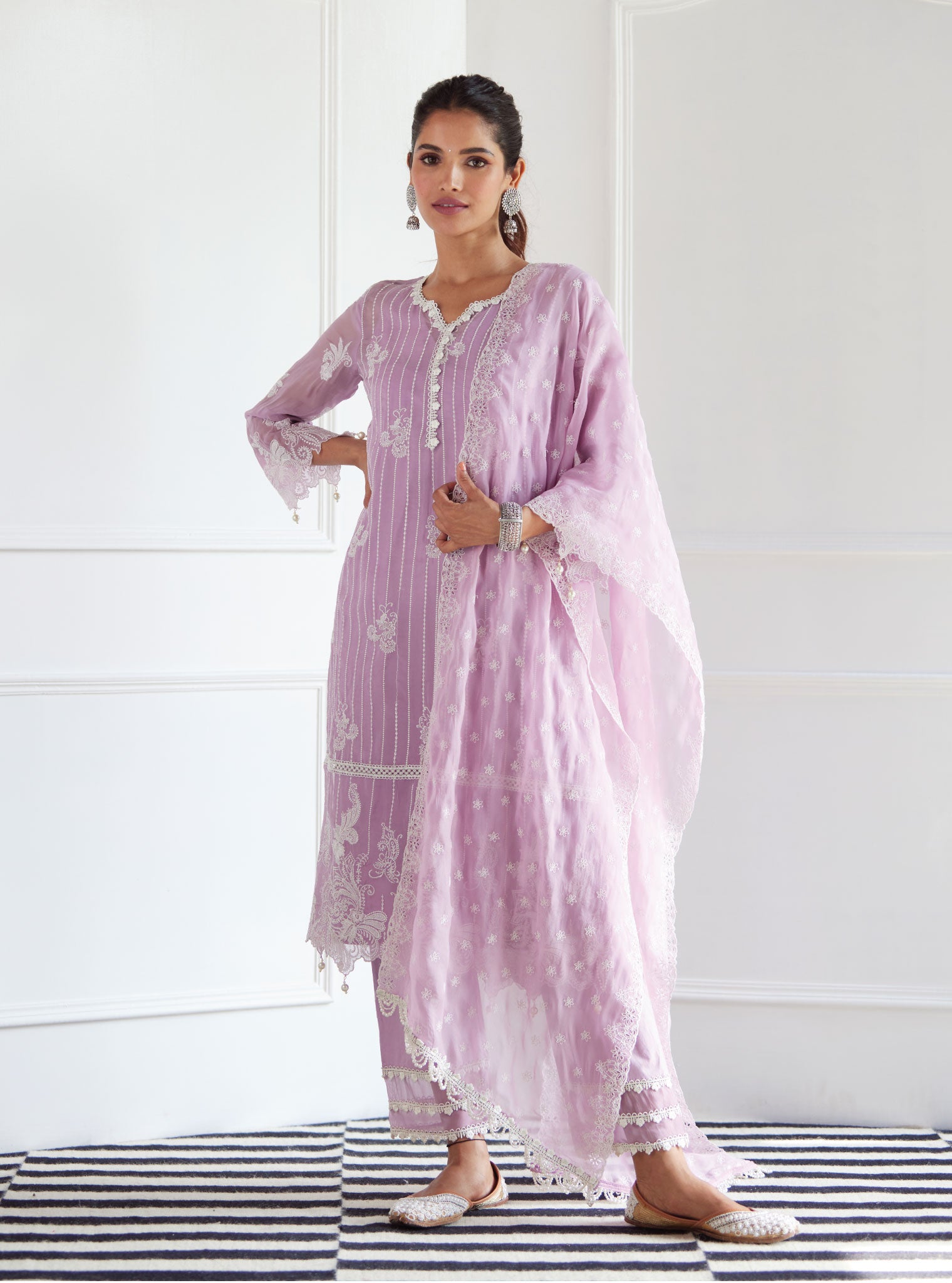 Mulmul Supima Cotton Fedora Lilac Dupatta
