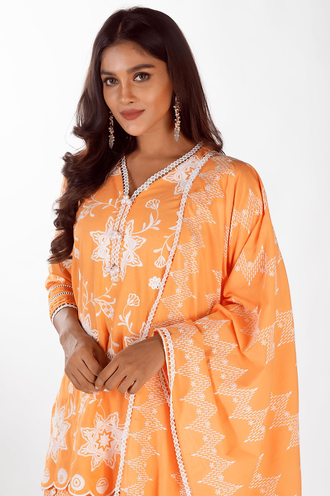 Mulmul Cotton Aria Orange Dupatta