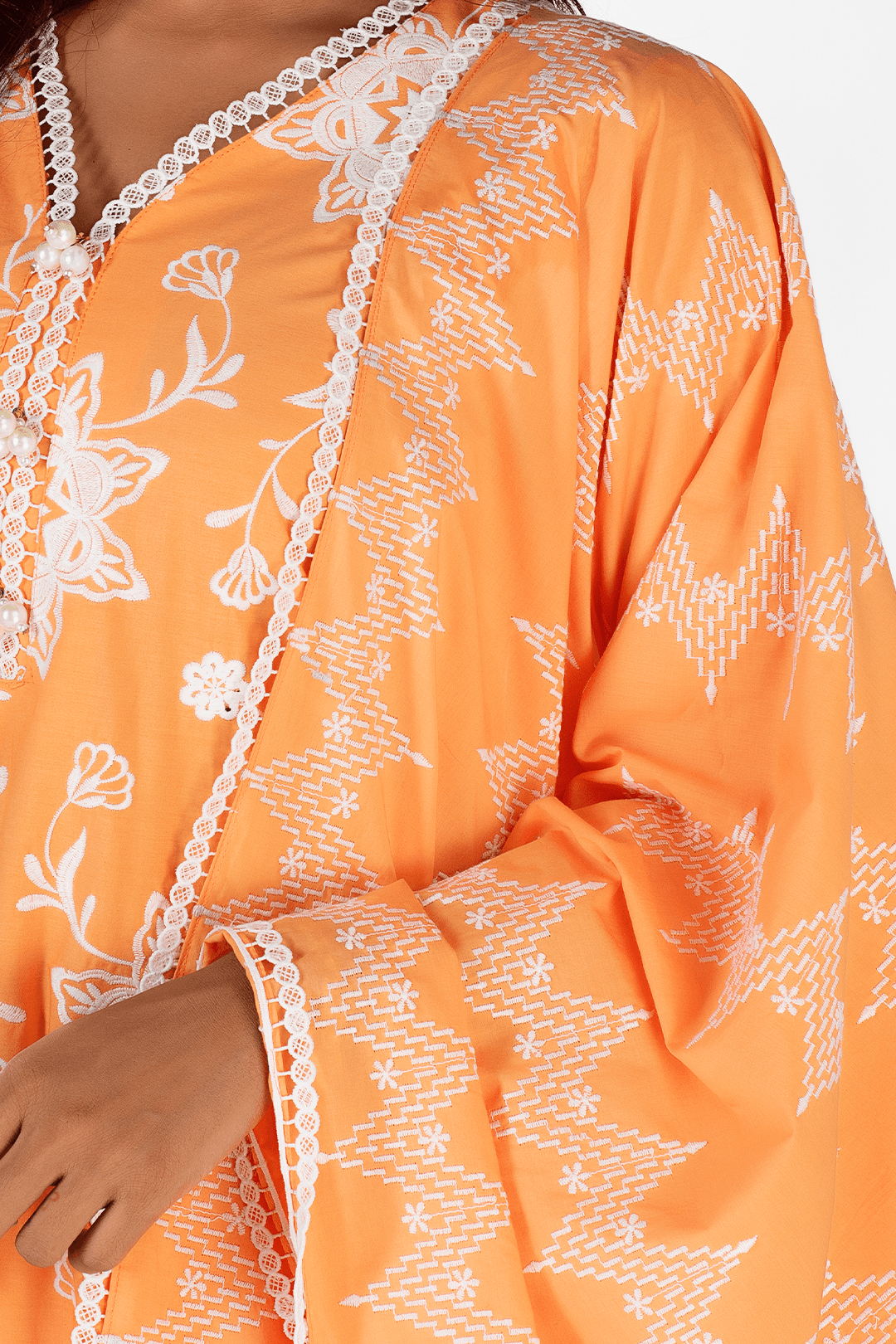 Mulmul Cotton Aria Orange Dupatta