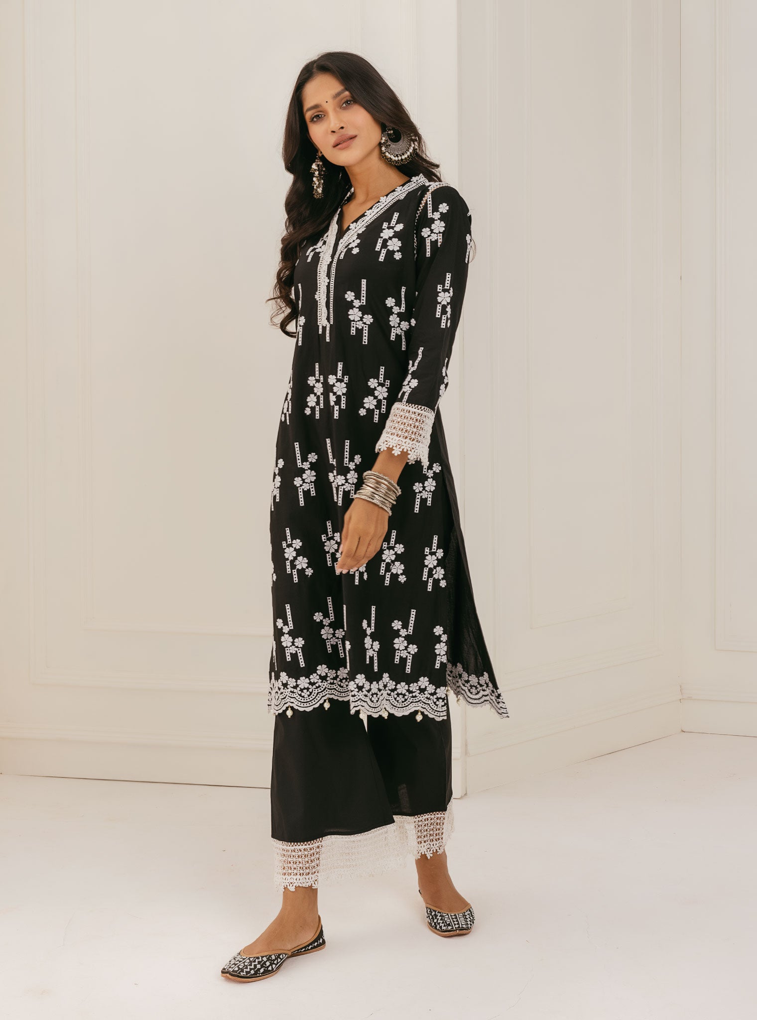 Mulmul Cotton Riwa Black Palazzo