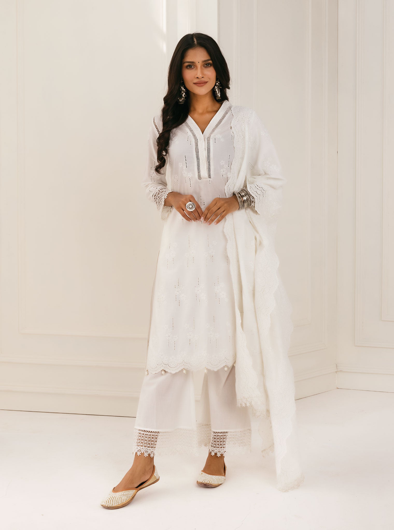 Mulmul Cotton Riwa White Kurta