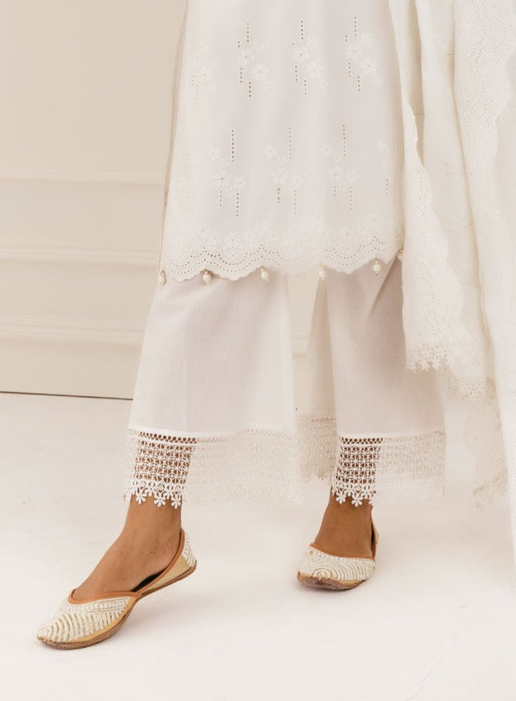 Mulmul Cotton Riwa White Palazzo