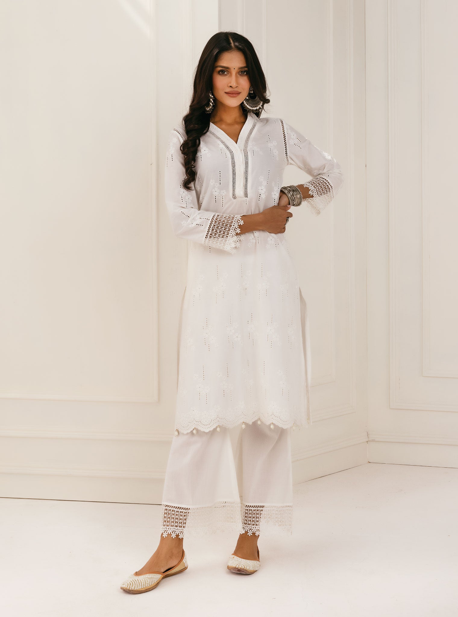 Mulmul Cotton Riwa White Kurta