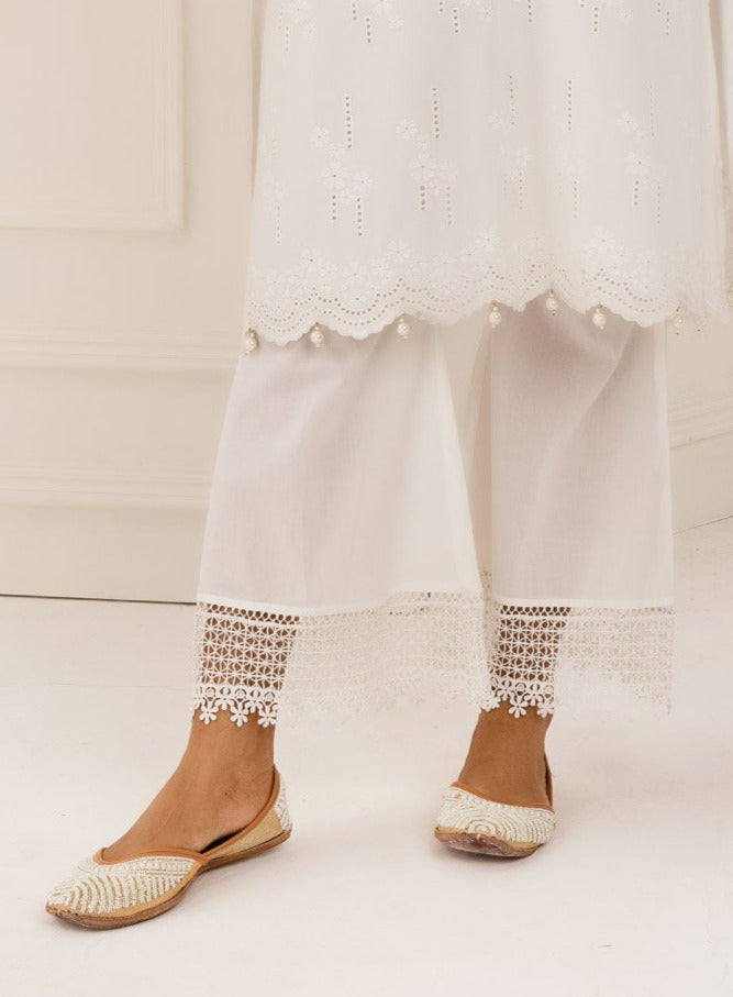 Mulmul Cotton Riwa White Palazzo