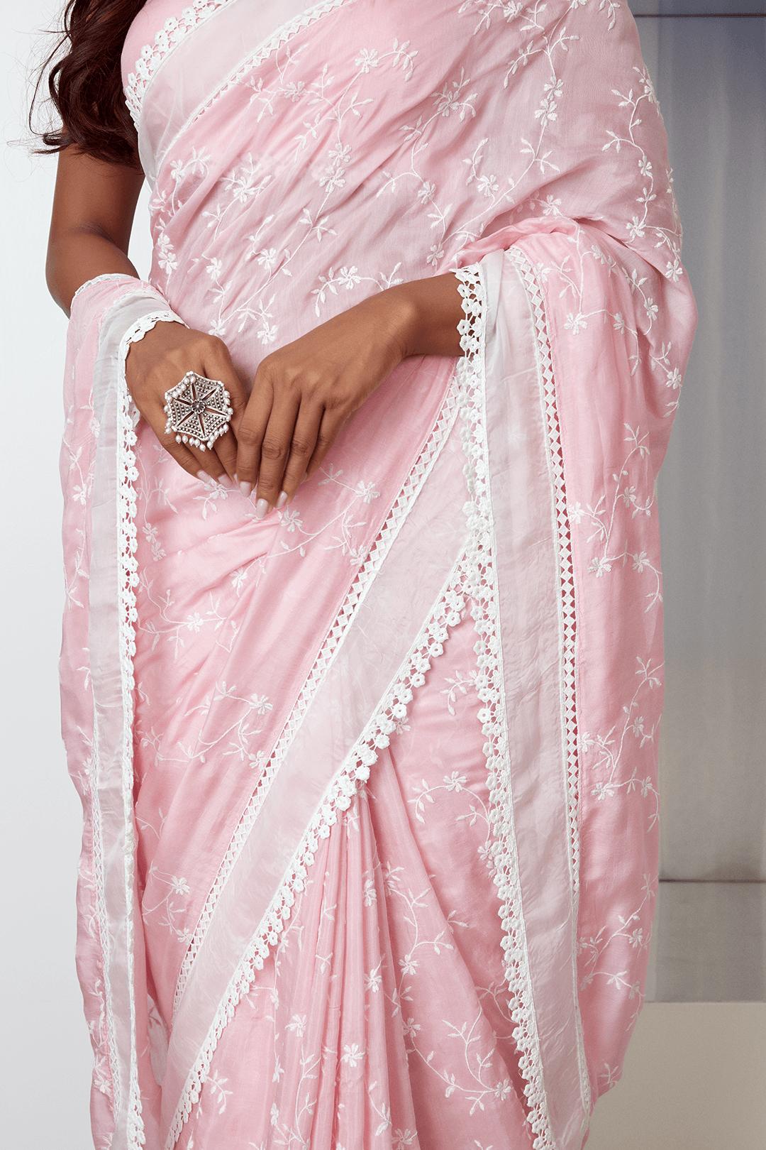 Mulmul Silk Romance Pink Saree