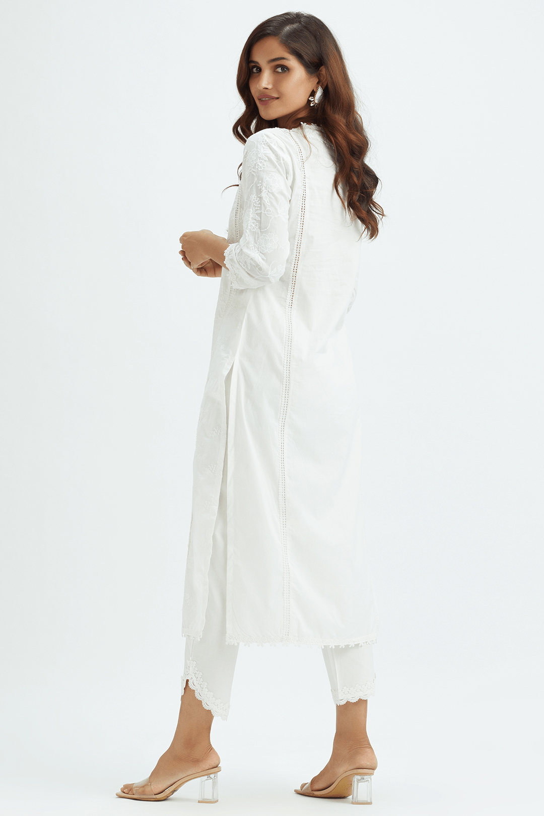 Mulmul Cotton Rosetta Kurta White