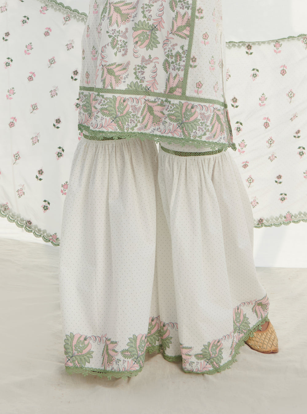 Mulmul Supima Cotton Peehu Green Kurta