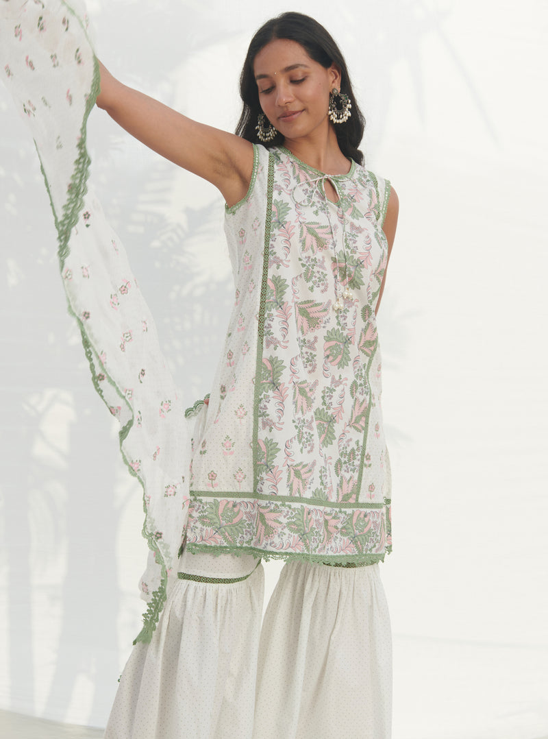 Mulmul Supima Cotton Tia Green Kurta