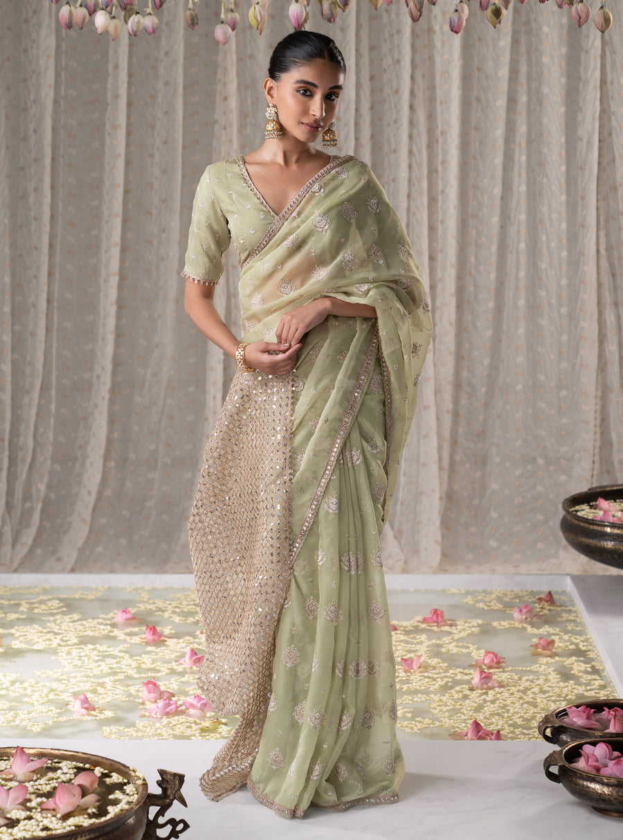 Savani Organza Yellow Saree