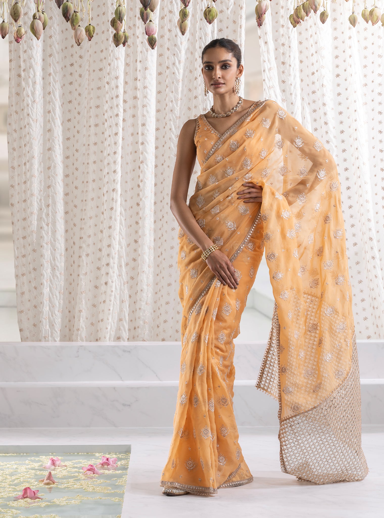 Mulmul Organza Savani Orange Saree