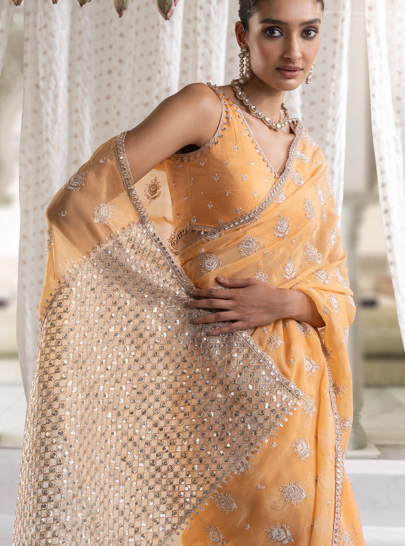 Savani Organza Green Saree