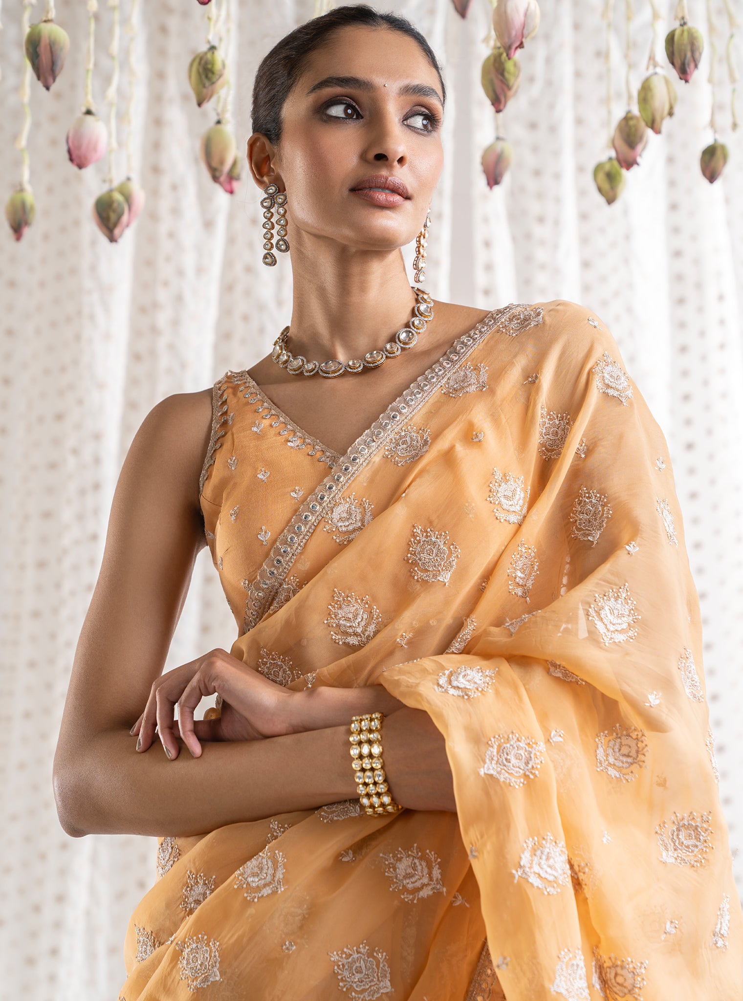 Mulmul Organza Savani Orange Saree