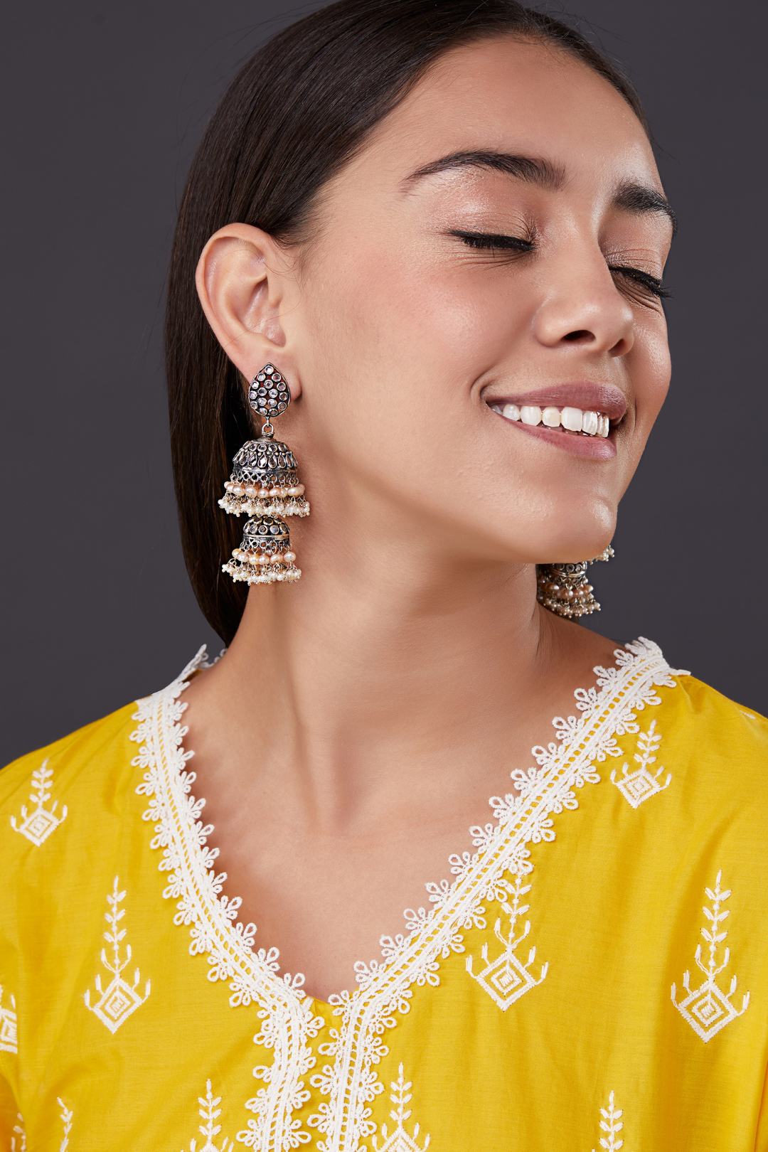 Pure Silver Leaf Dual Jhumkas