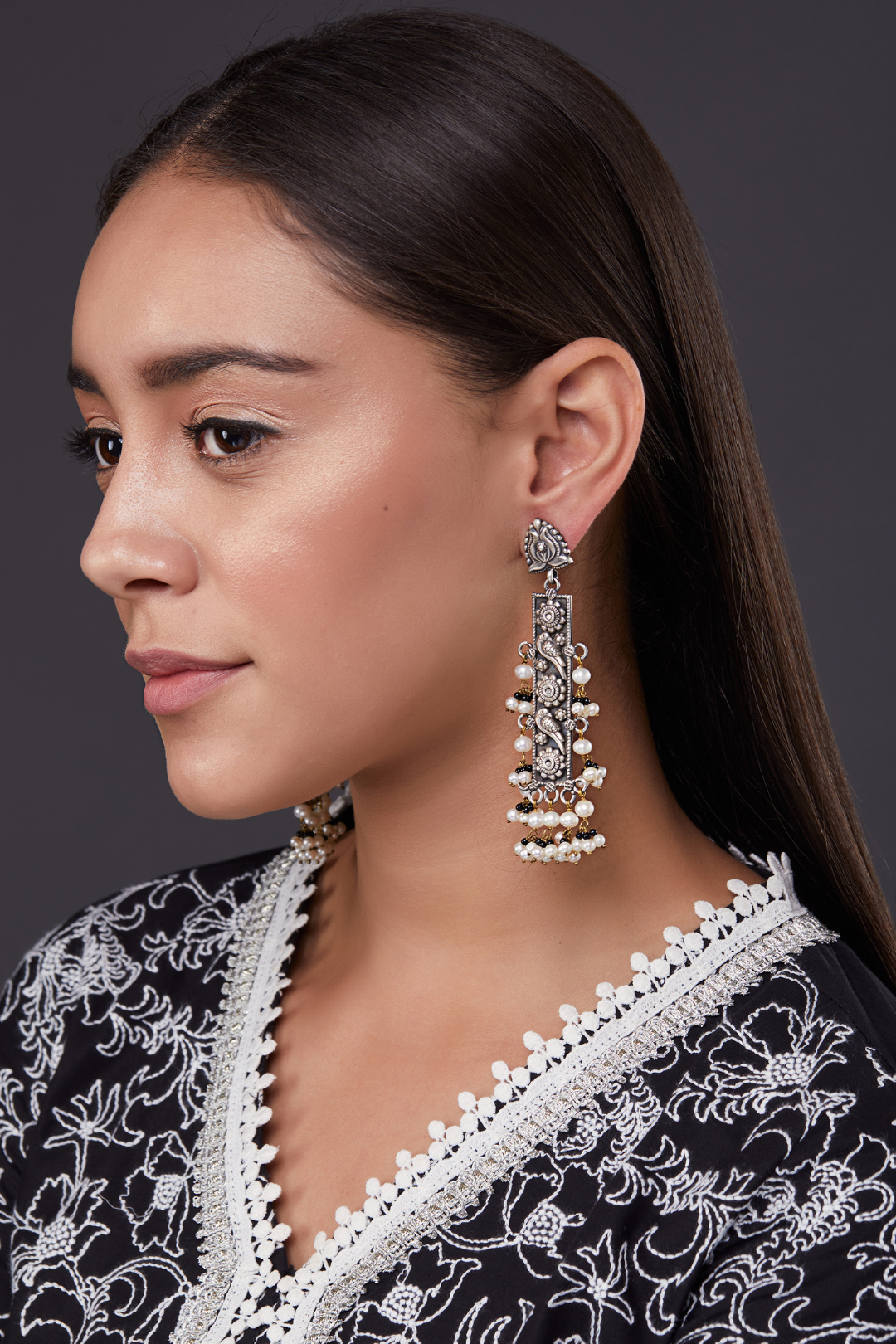 Pure Silver Lotus Parrot Shoulder Dusters