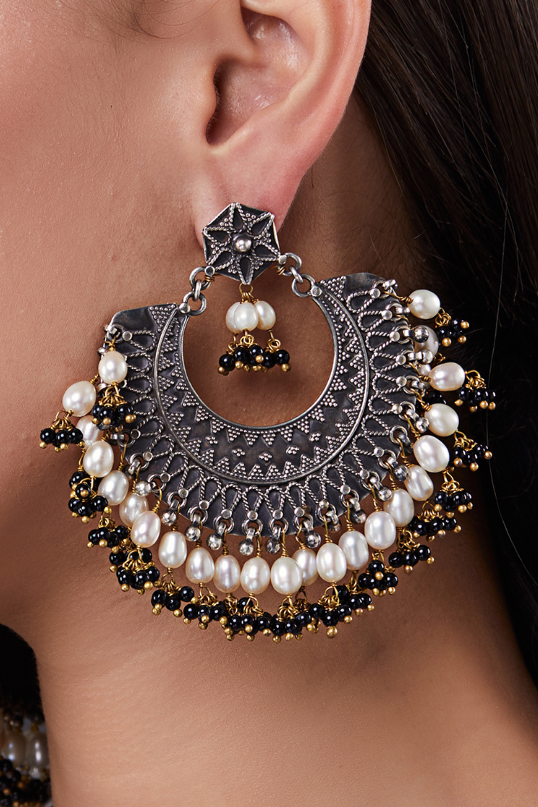 Pure Silver Midnight Zuhara Chandbalis